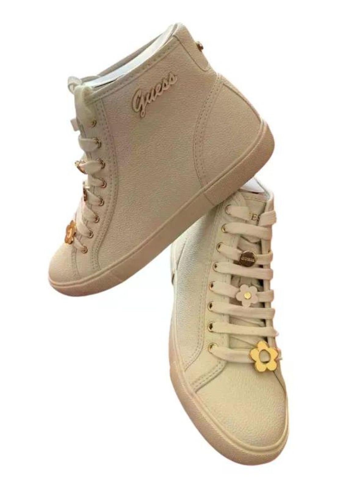Zapatilla De Mujer Guess Modelo Ivory Blanco Lisa 8-5