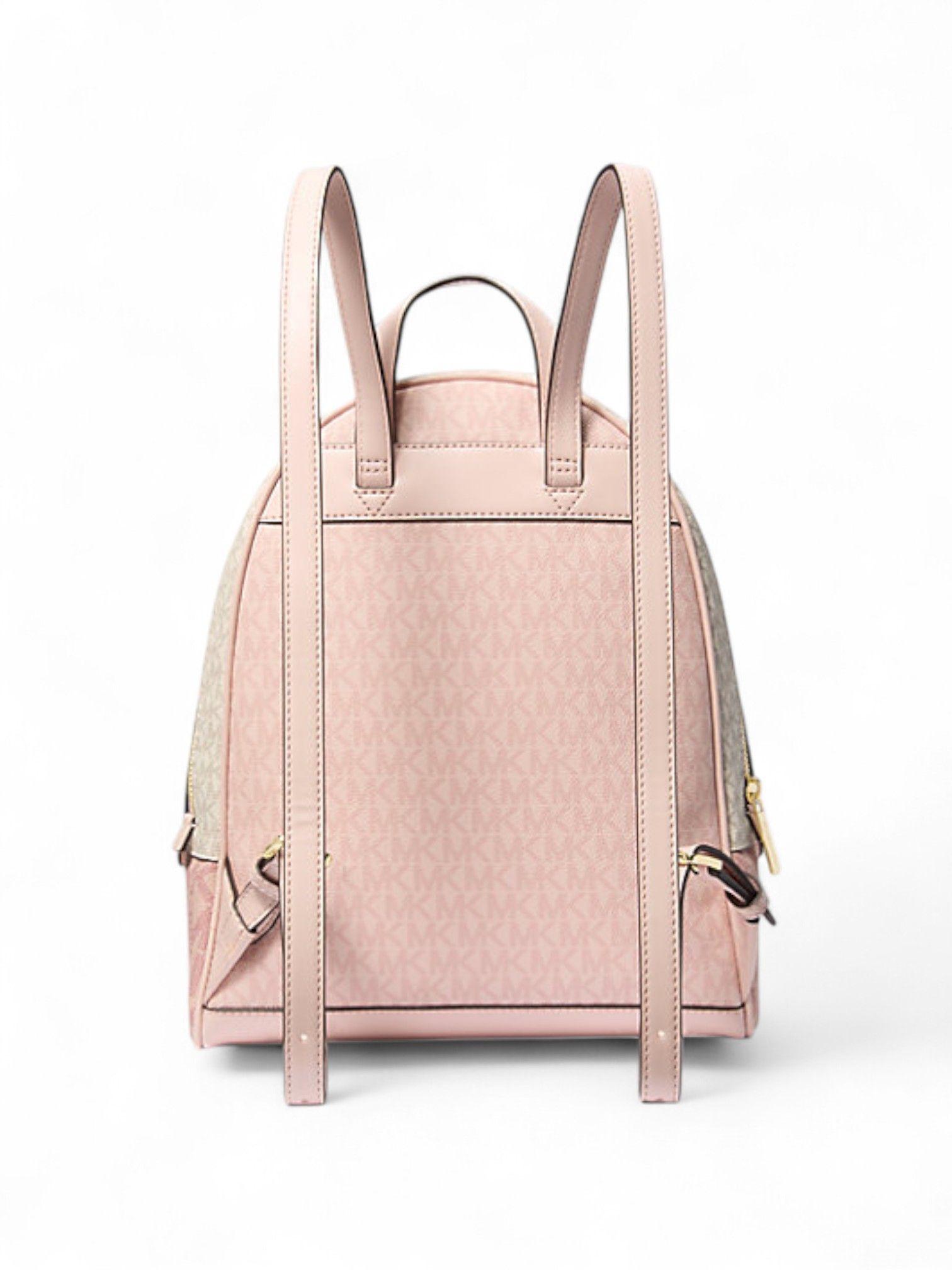 Mochila Michael Kors Modelo Rhea Mediana Color Rosa Claro Diseño De La Tela Monograma-2