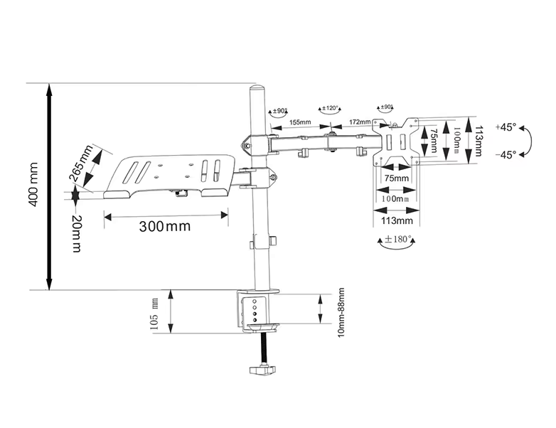 Soporte Monitor y Notebook Brazo Articulado Escritorio A017 Goforit-4