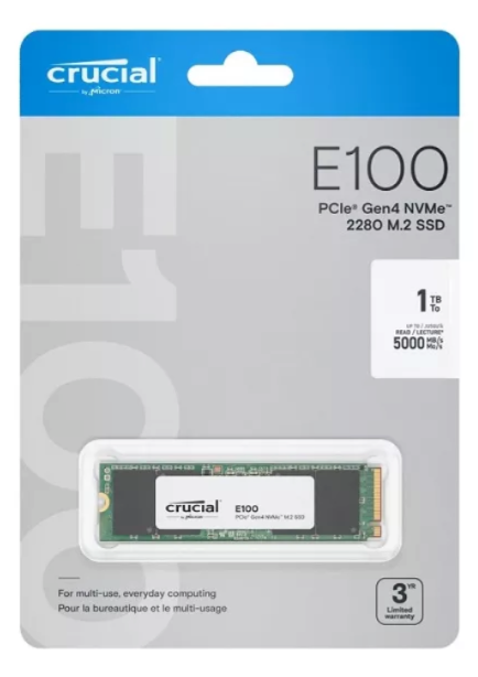 Disco SSD 480GB NVMe PCIex 4.0 M.2 2280 Crucial E100-1