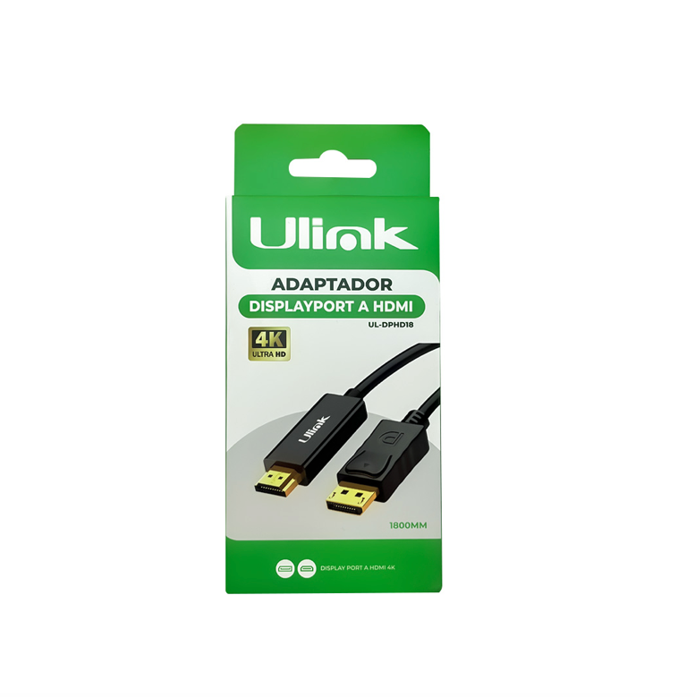 Adaptador DisplayPort Macho a HDMI 4K 1,8MT Ulink UL-DPHD18-2
