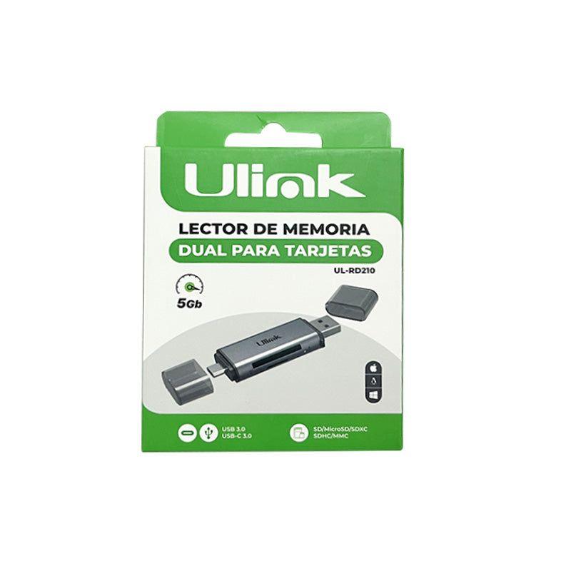 Lector de memoria dual USB C y USB 3.0 SD Micro SD UL-RD210-2