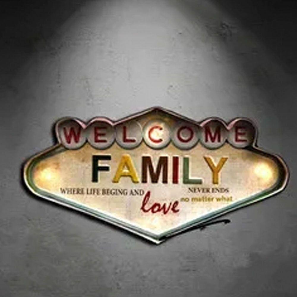 Letrero Retro Con Luz LED Welcome Family FactoryHome-0