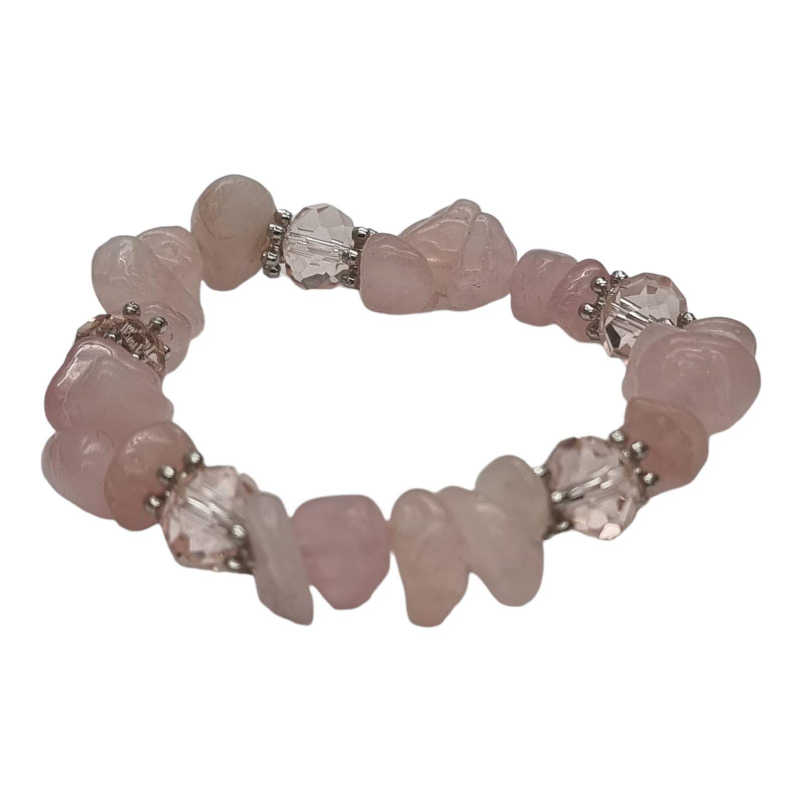 Pulsera Cuarzo Rosado Piedras Naturales Energética-0