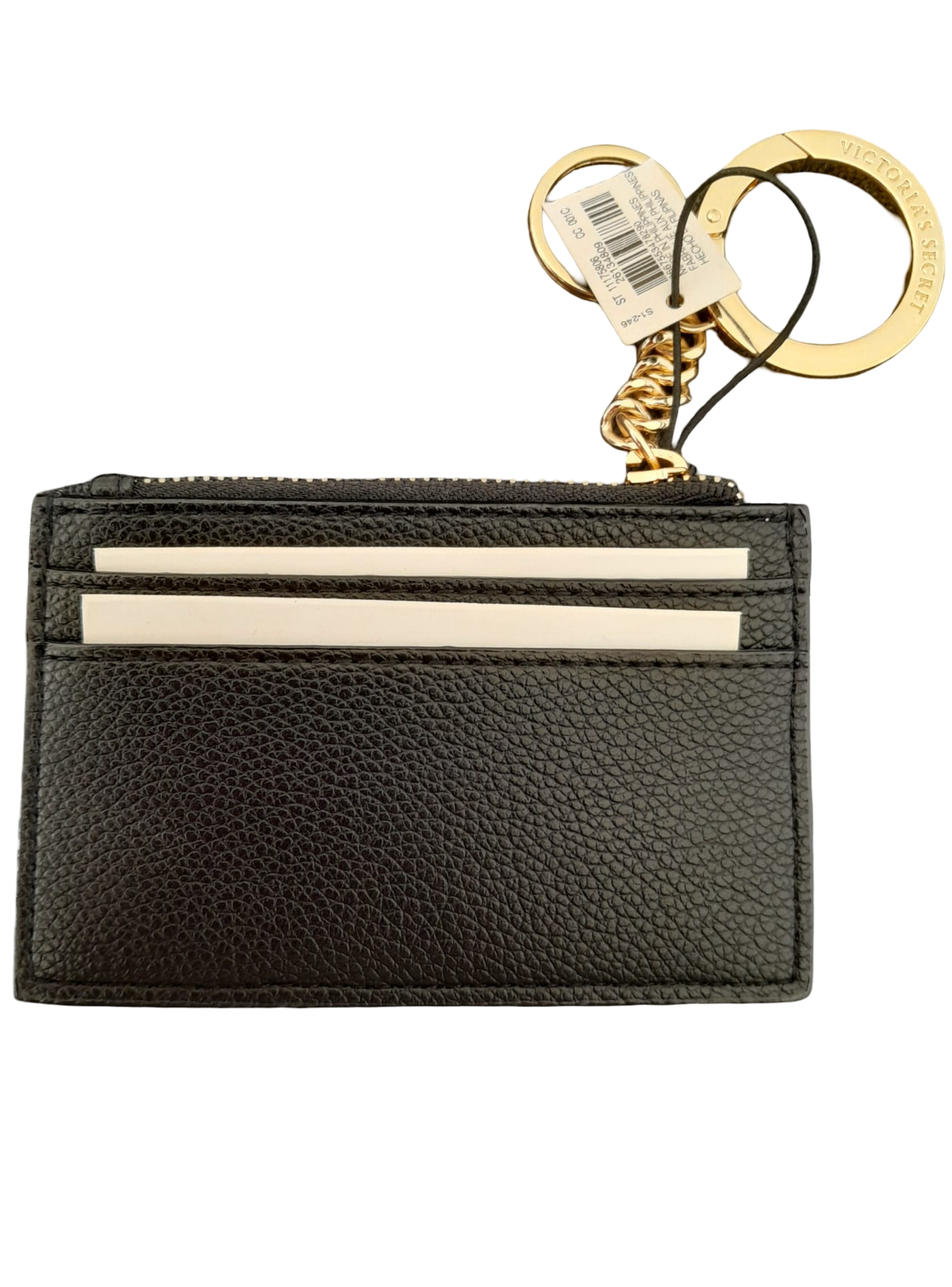 Tarjetero monedero y llavero Victoria’s Secret Original color Negro-3