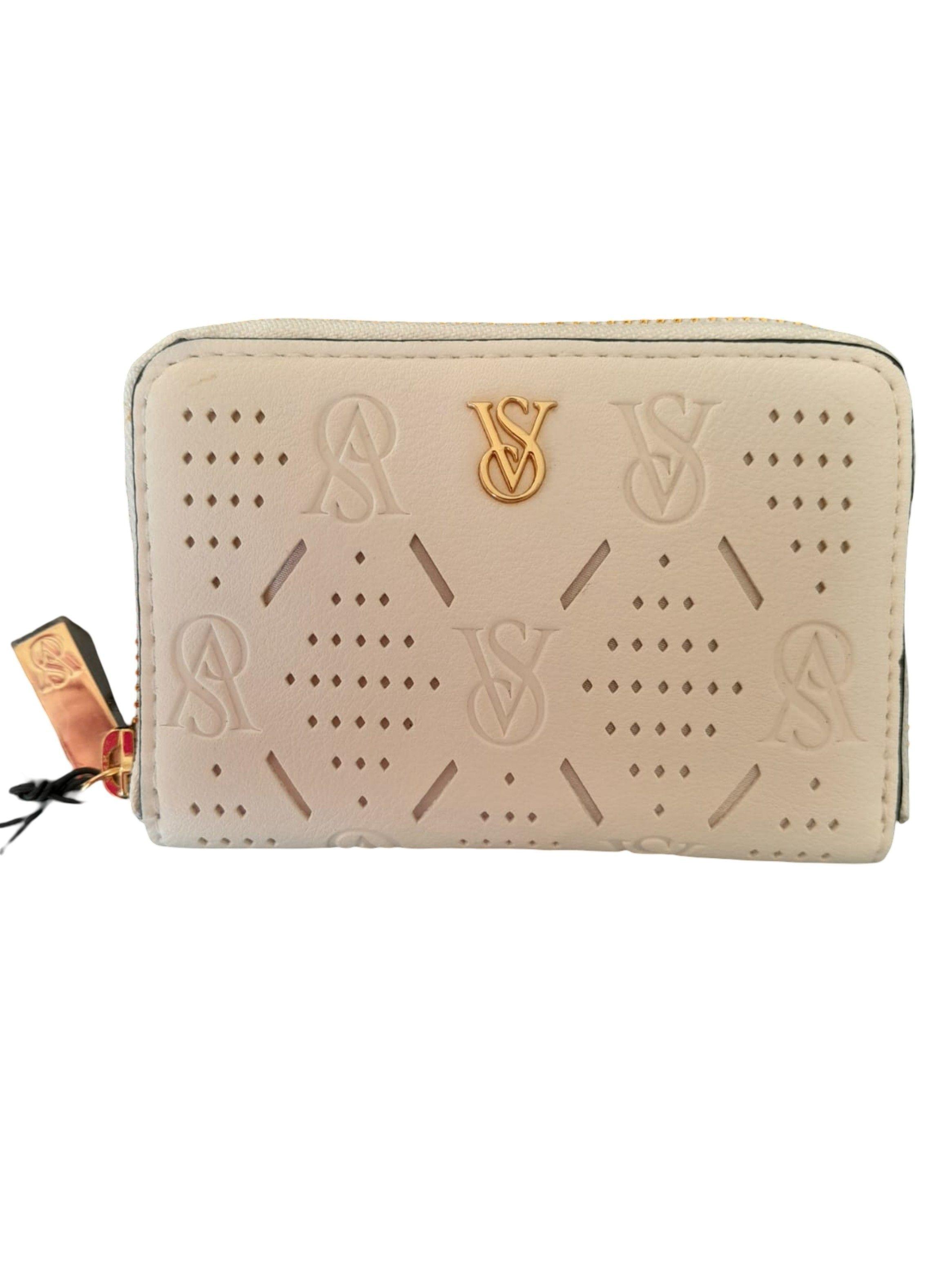 Tarjetero Victoria s Secret original blanco con cierre 6 compartimientos-4