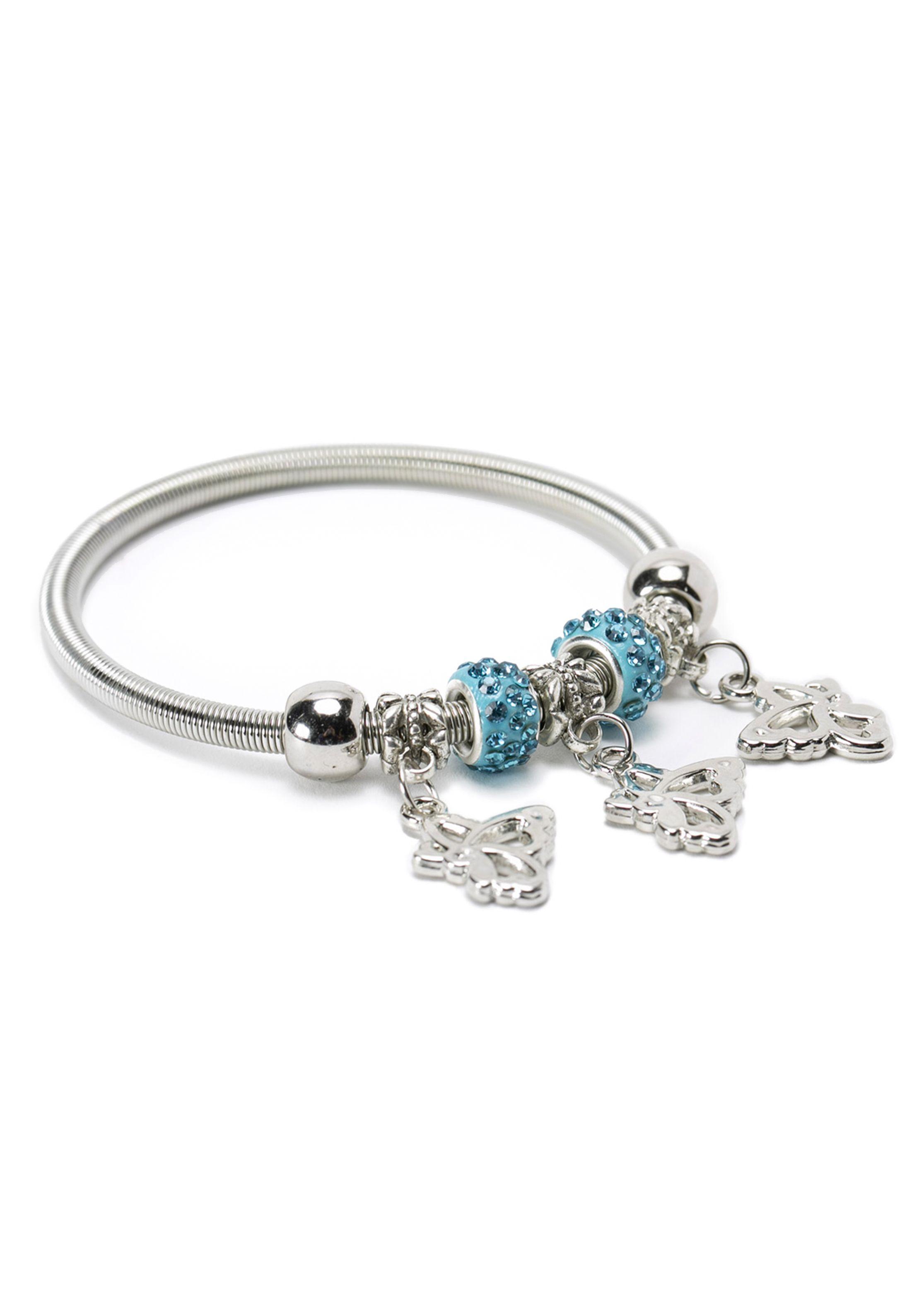 Brazalete Acero Quirúrgico Colgante Mariposas-1