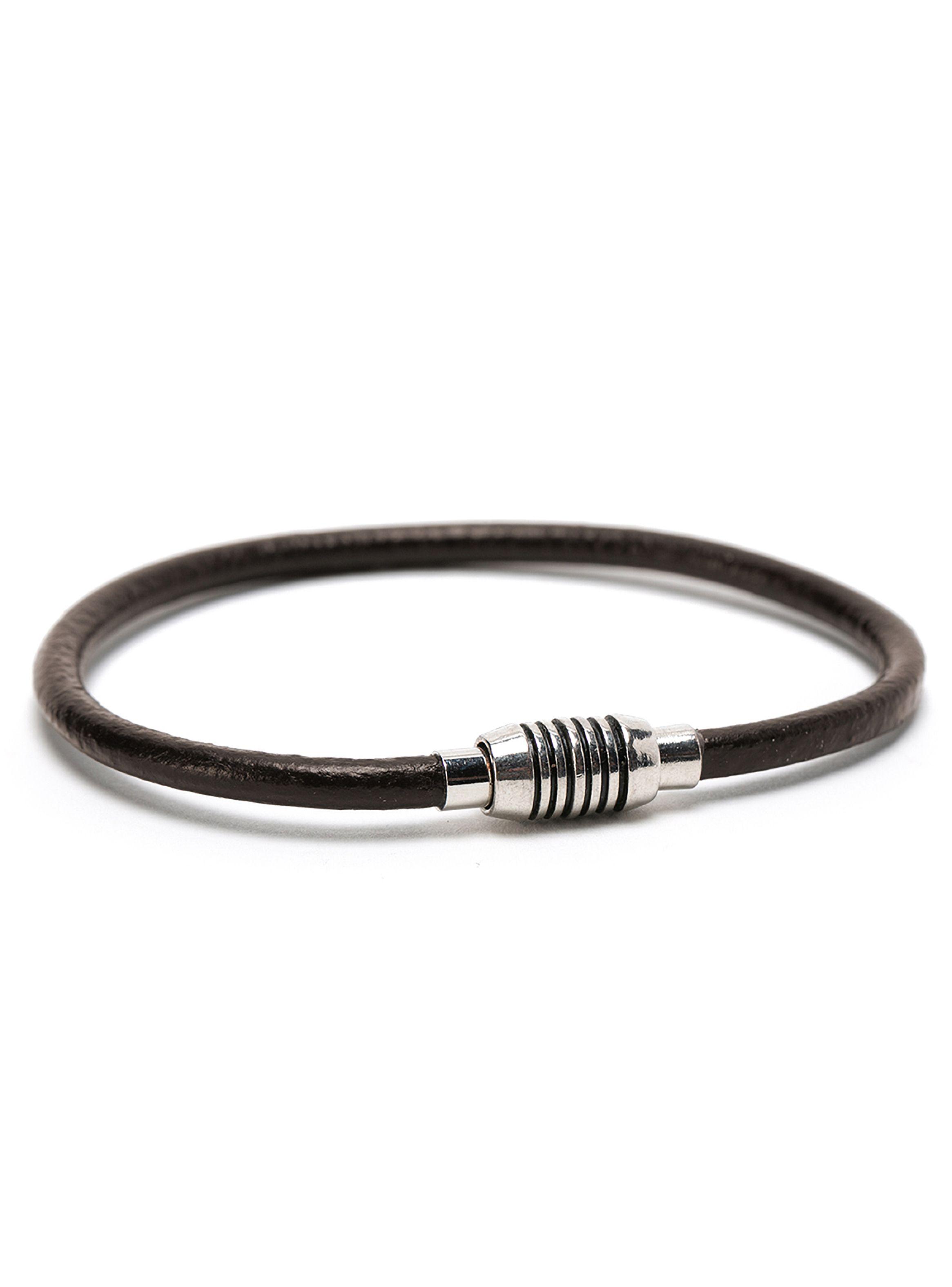 Pulsera De Cuero Café Broche Imantado-0