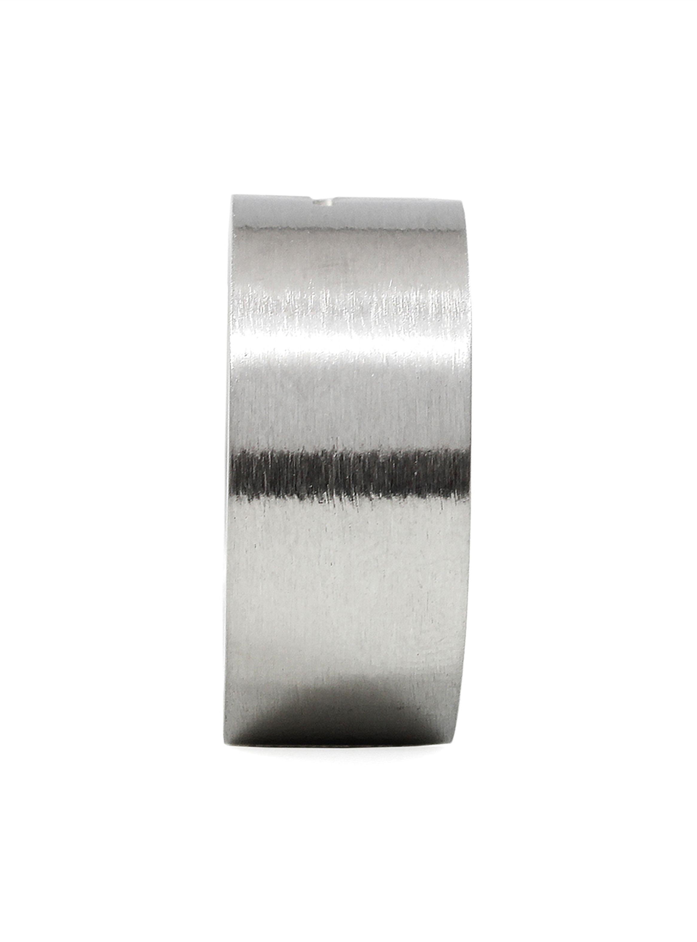 Anillo de Acero Plateado Brillante con Cruz Hueca Talla 9-3