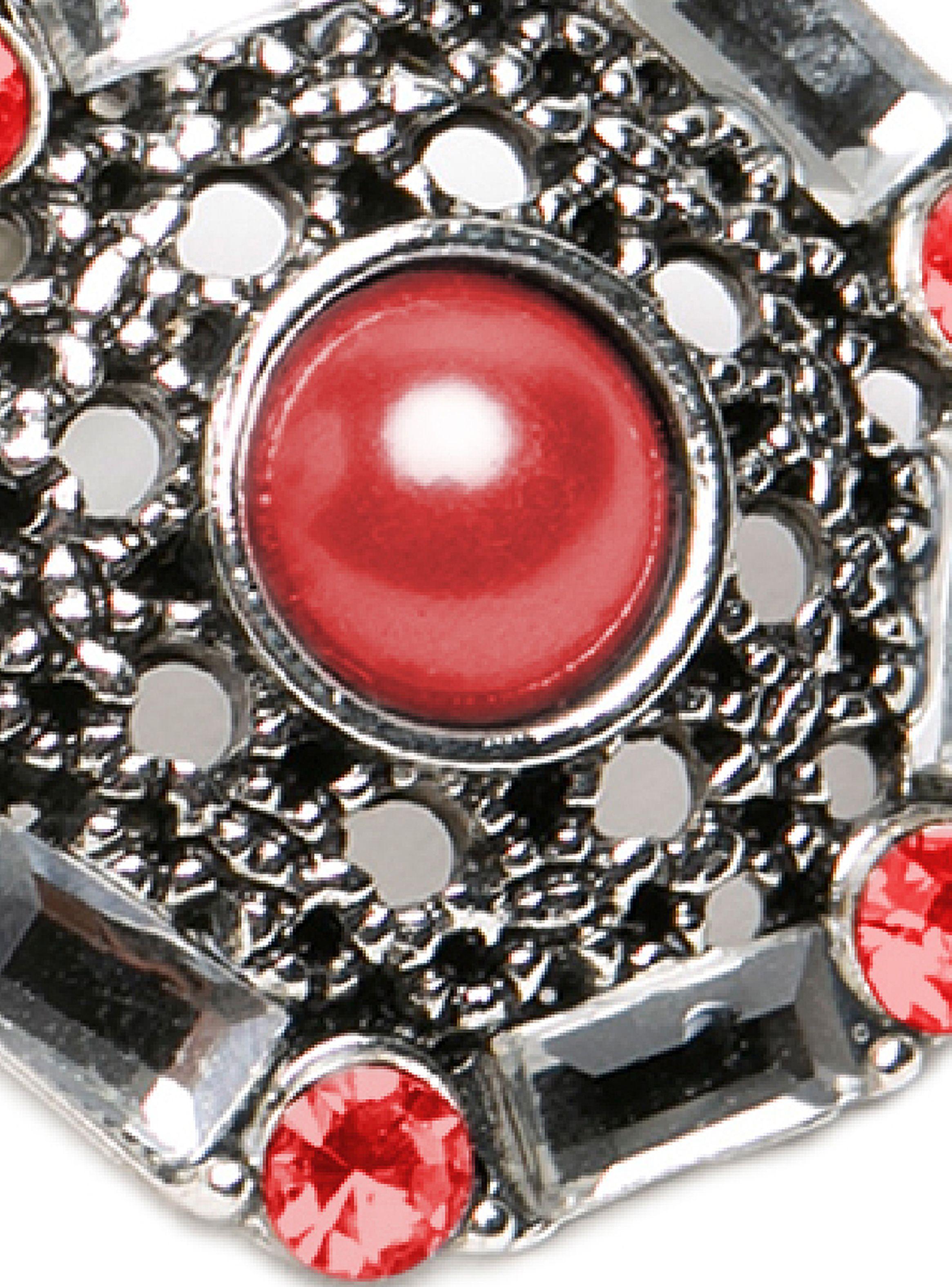 Aros Aretes Acero Perla Brillantes Rojo-3
