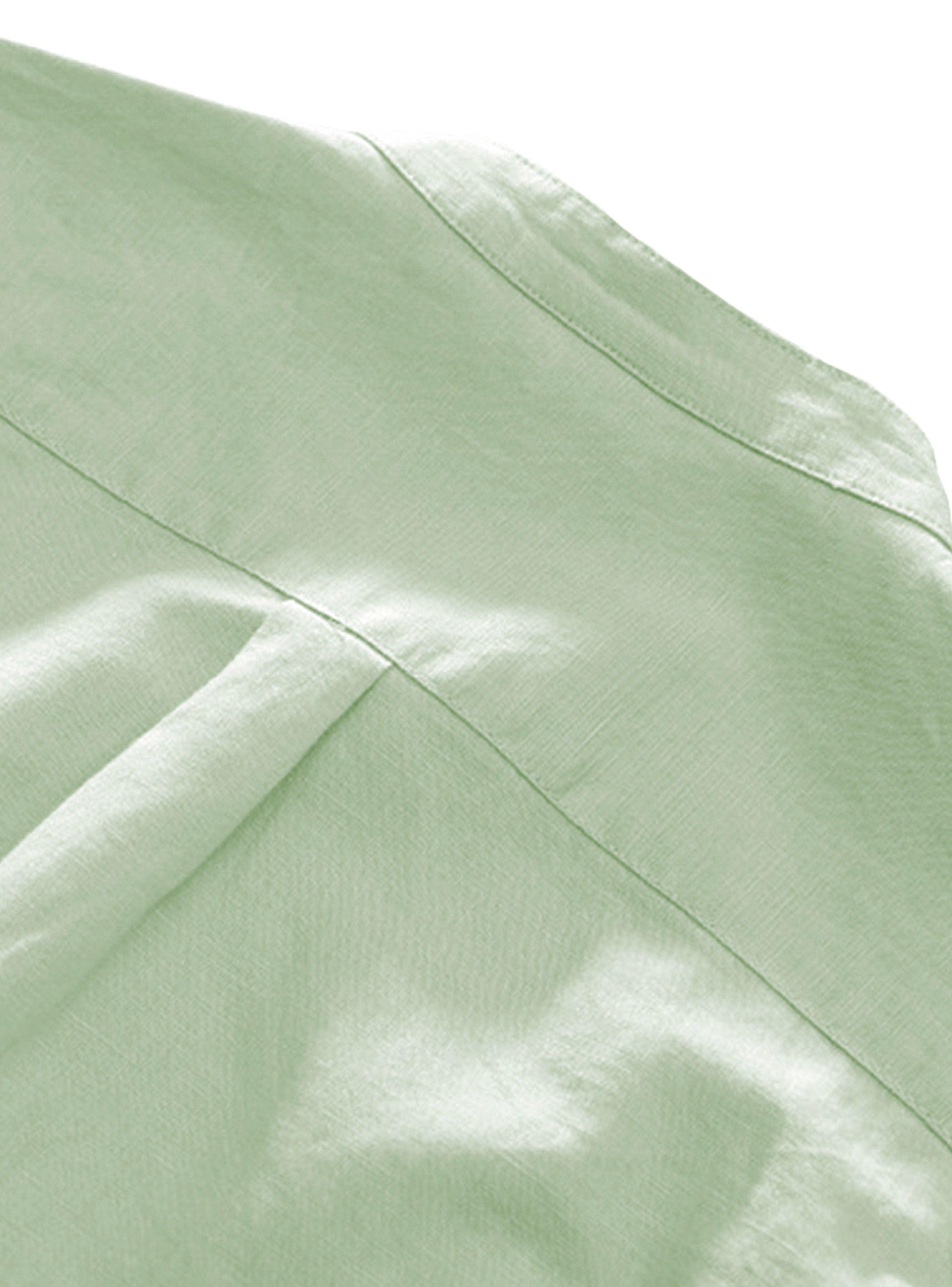 Camisa de Lino Manga Corta Hombre Cuello Mao Verde-5