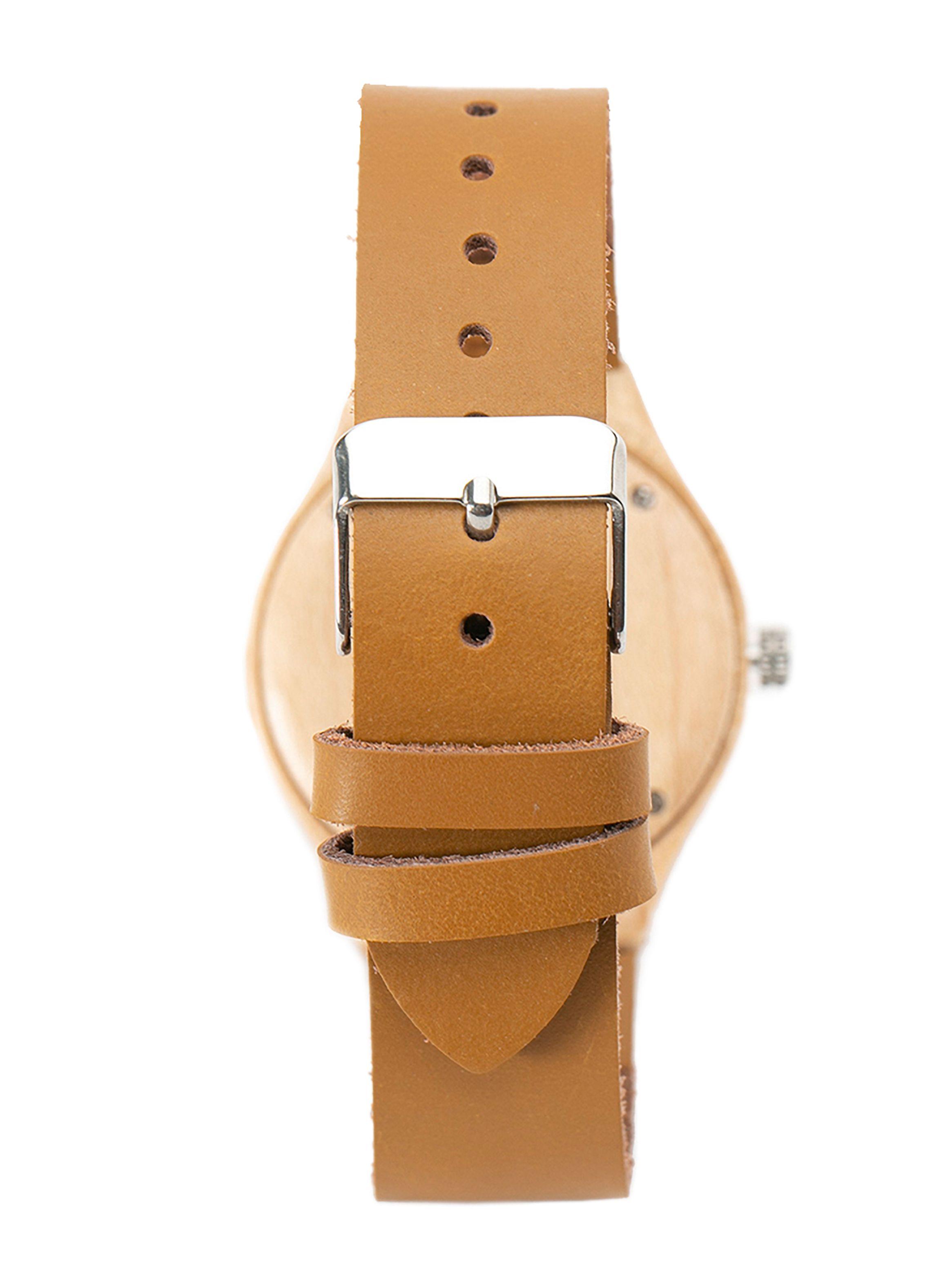 Reloj Madera Cuero Dial Café Unisex-2