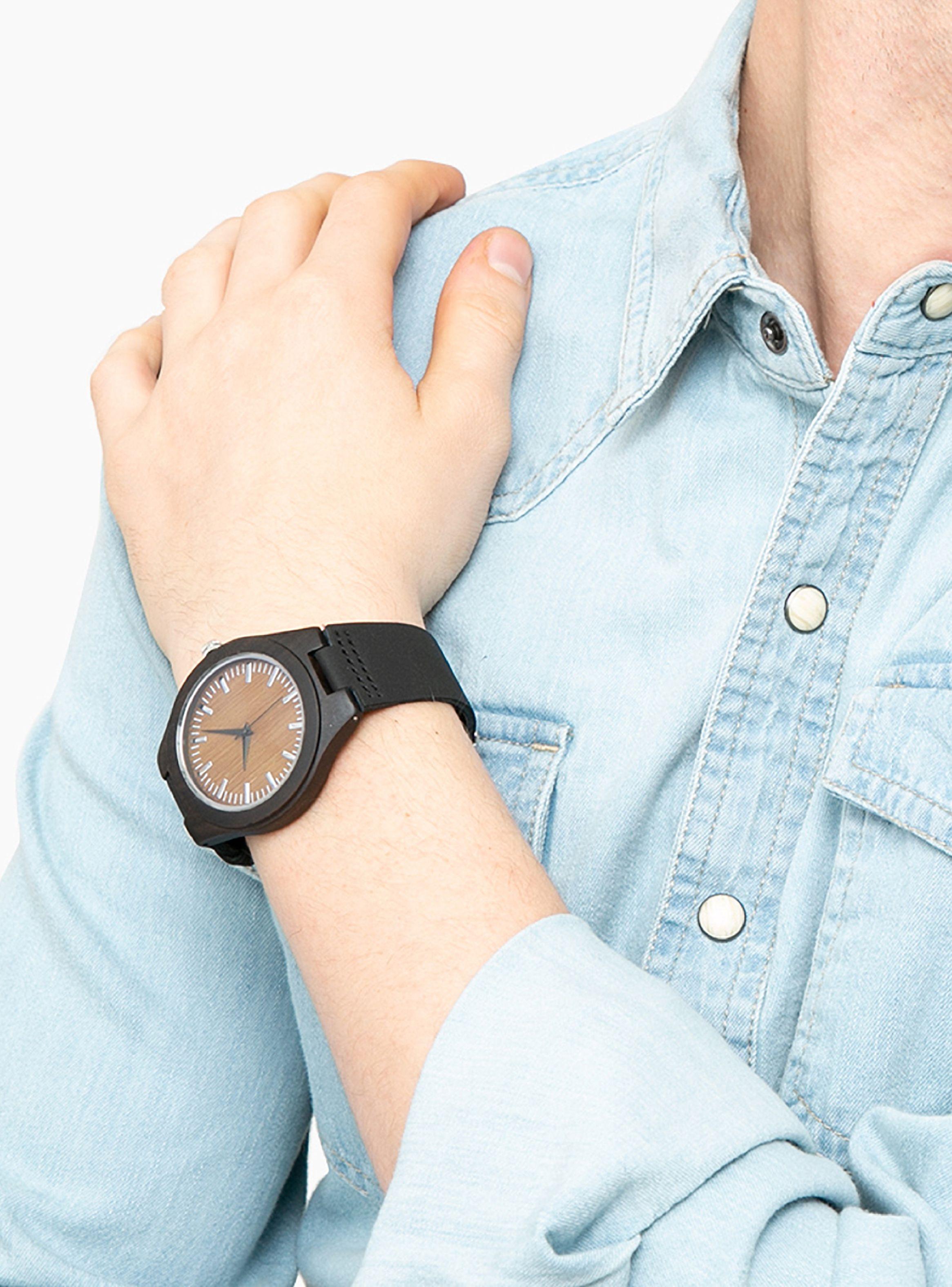 Reloj Casual Madera Negra Seúl Cuero Hombre-4