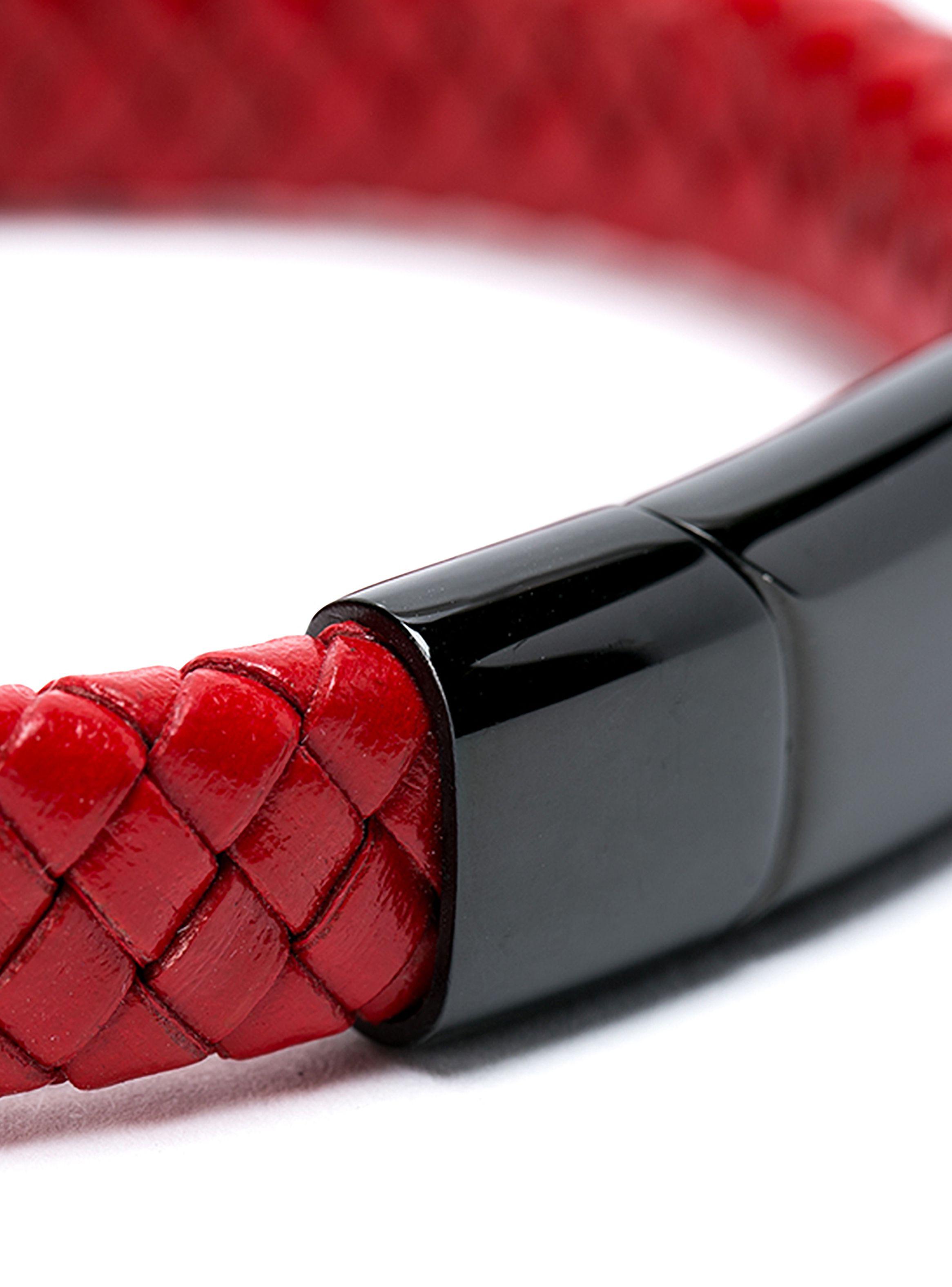 Pulsera Cuero Rojo Broche Negro Hombre-2