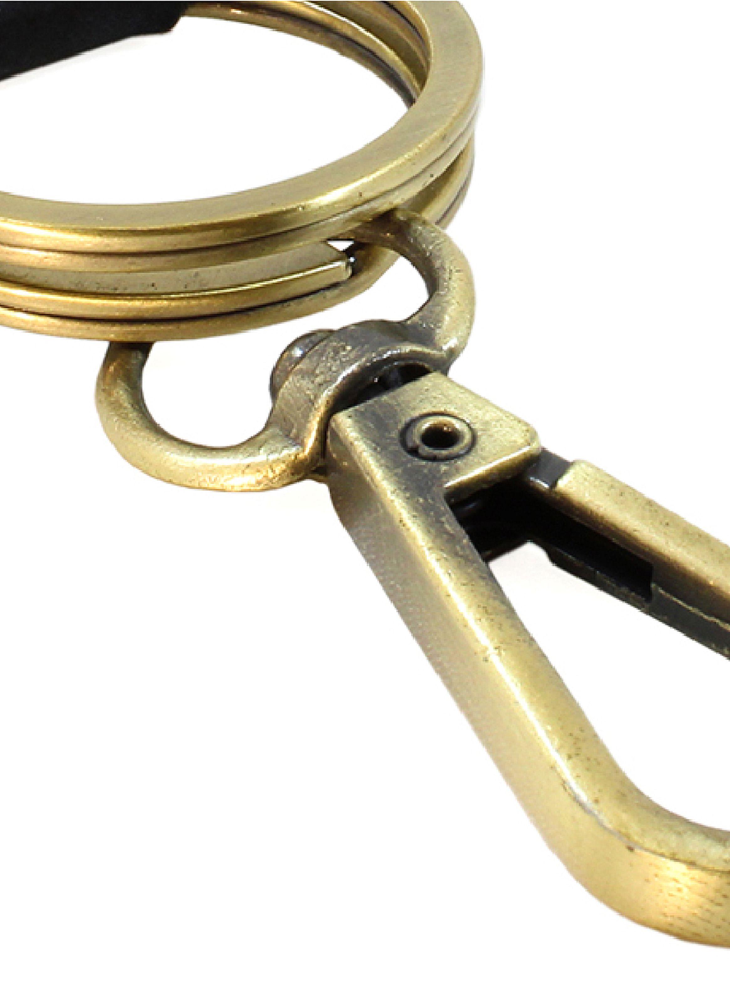 Llavero Clásico Detalle Cuero Negro-4