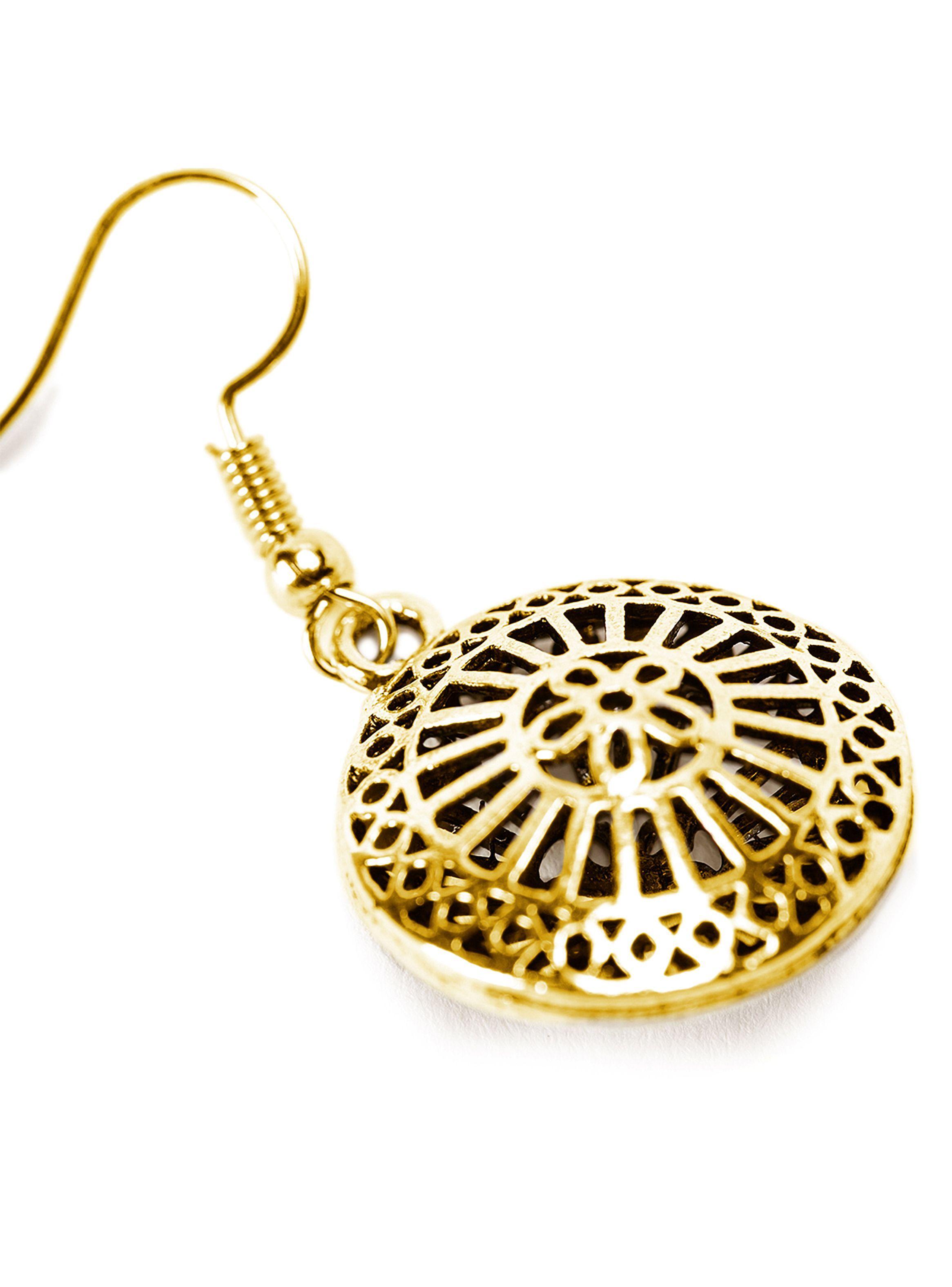 Aretes Mujer Relieve Vinilo Circulares Dorados-1