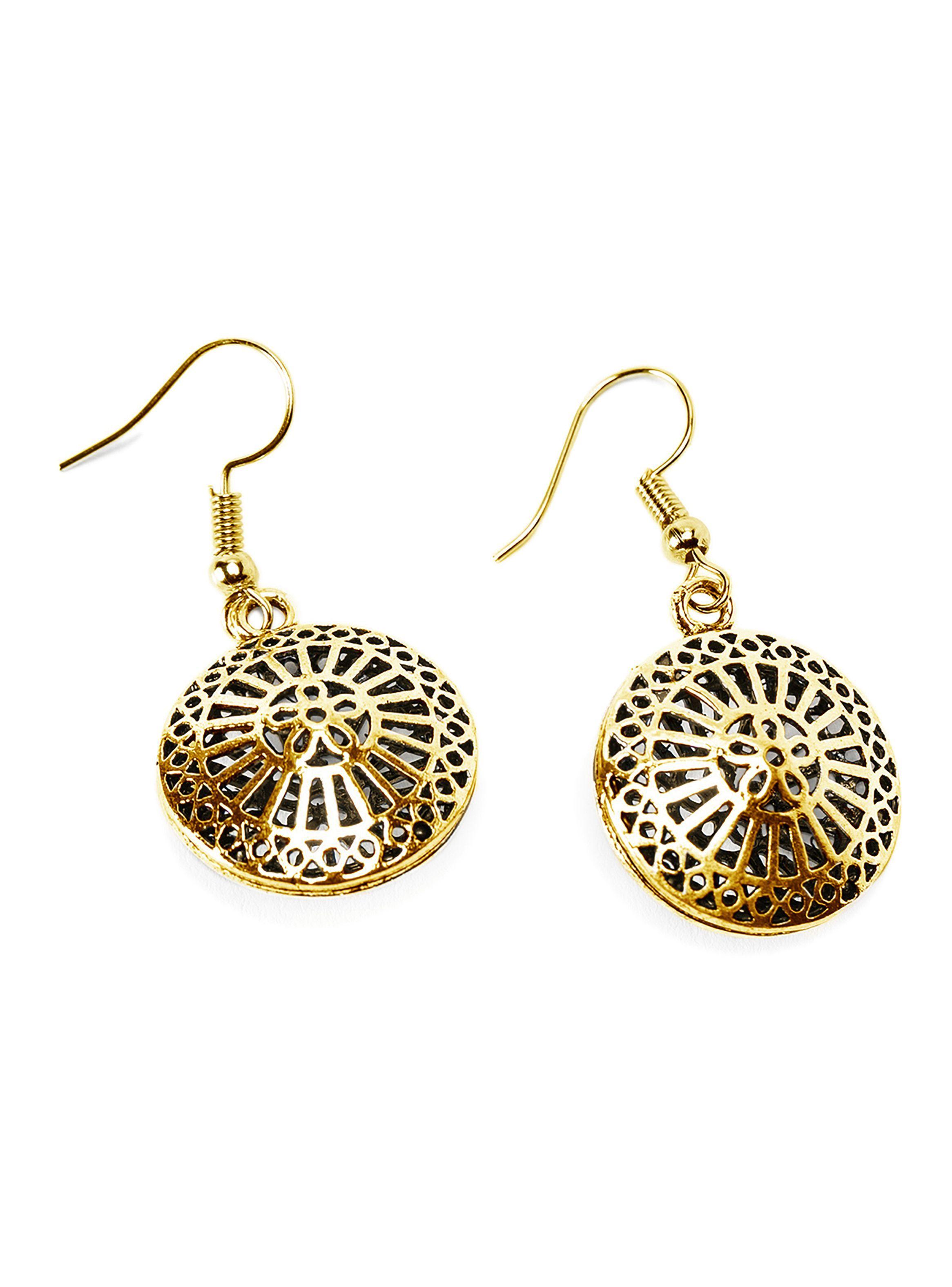 Aretes Mujer Relieve Vinilo Circulares Dorados-0