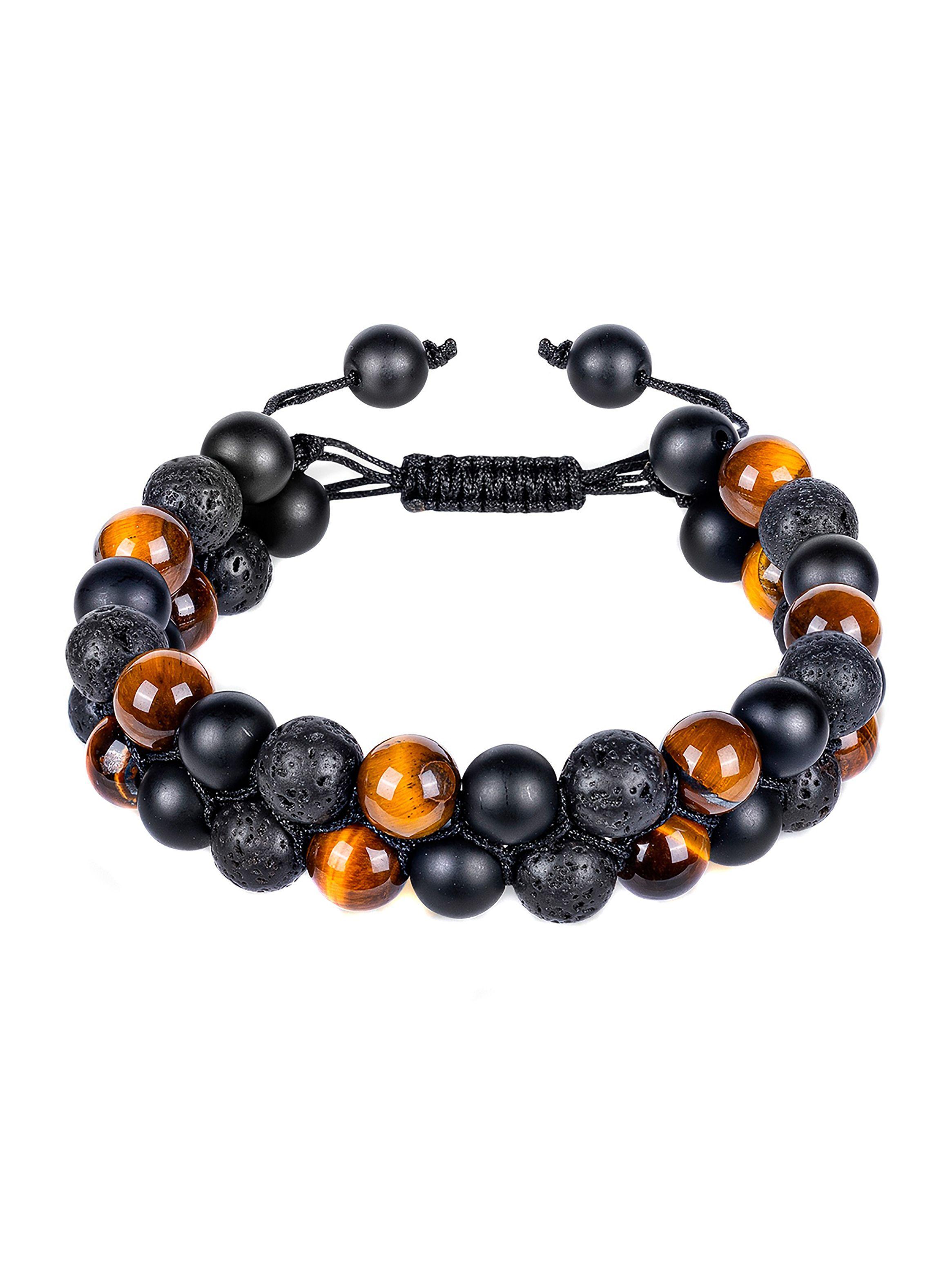 Pulseras de Piedras Naturales Ojo de Tigre Ónix Volcánica Unisex-1