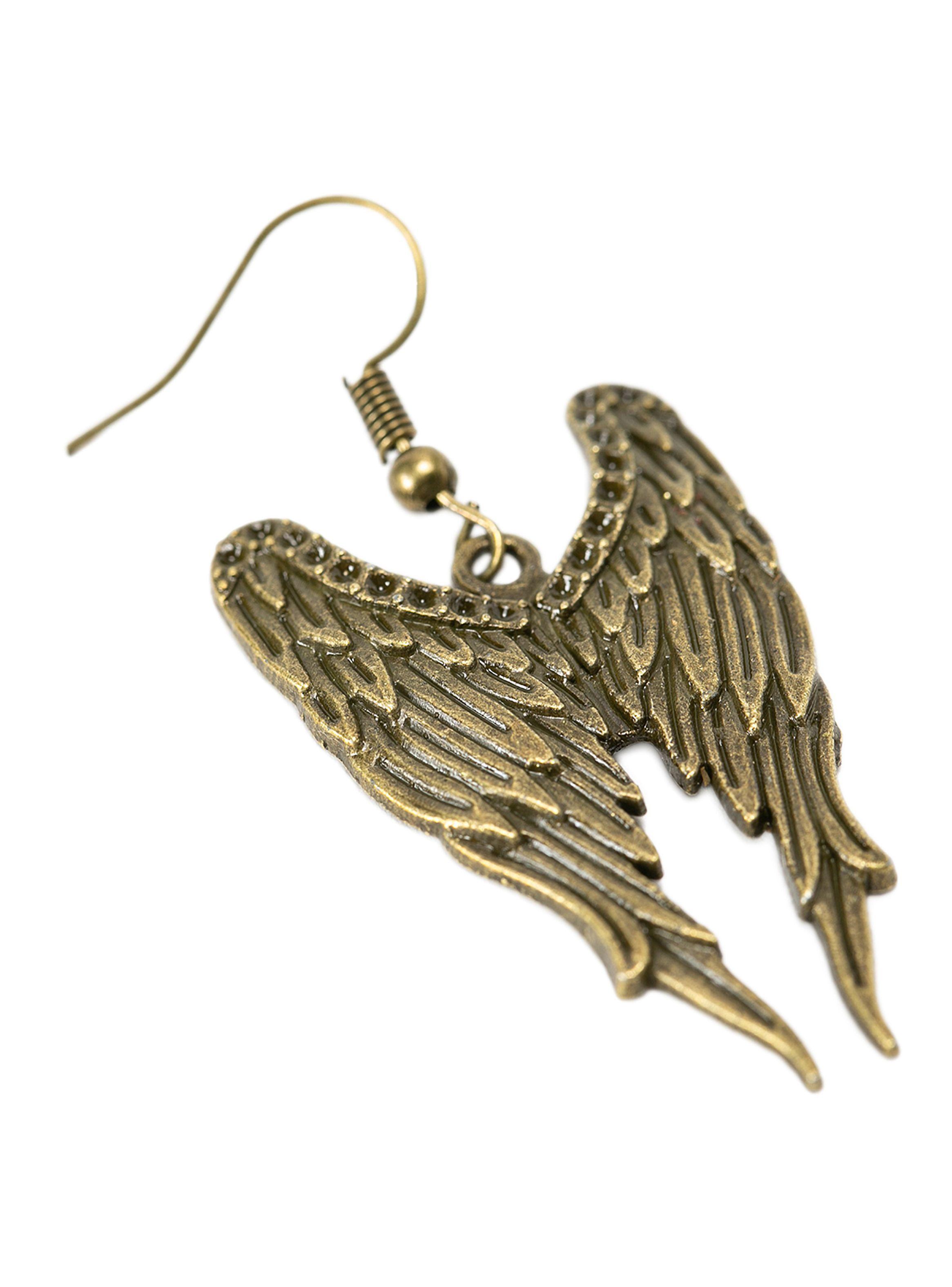 Aretes Mujer Elegante Alas Envejecidas Bronce-1