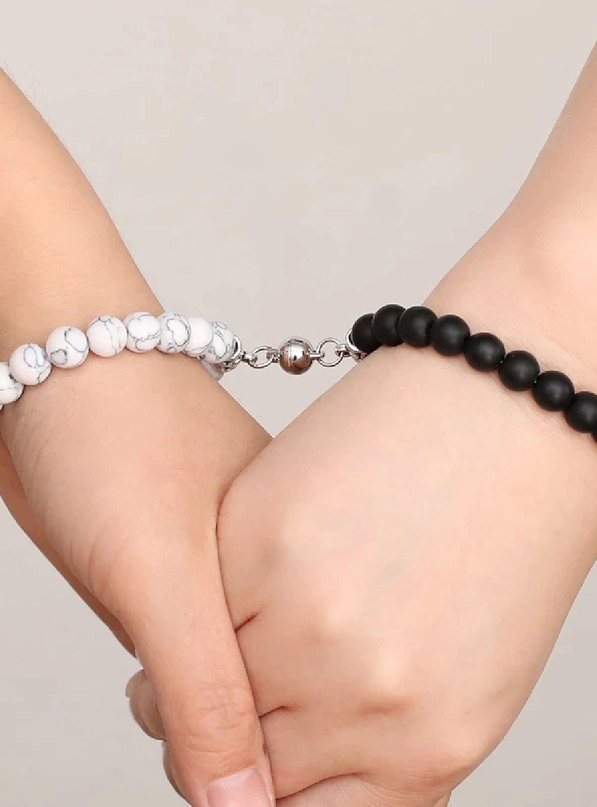 Pulsera para Parejas con Imán Piedras Naturales Charms-1