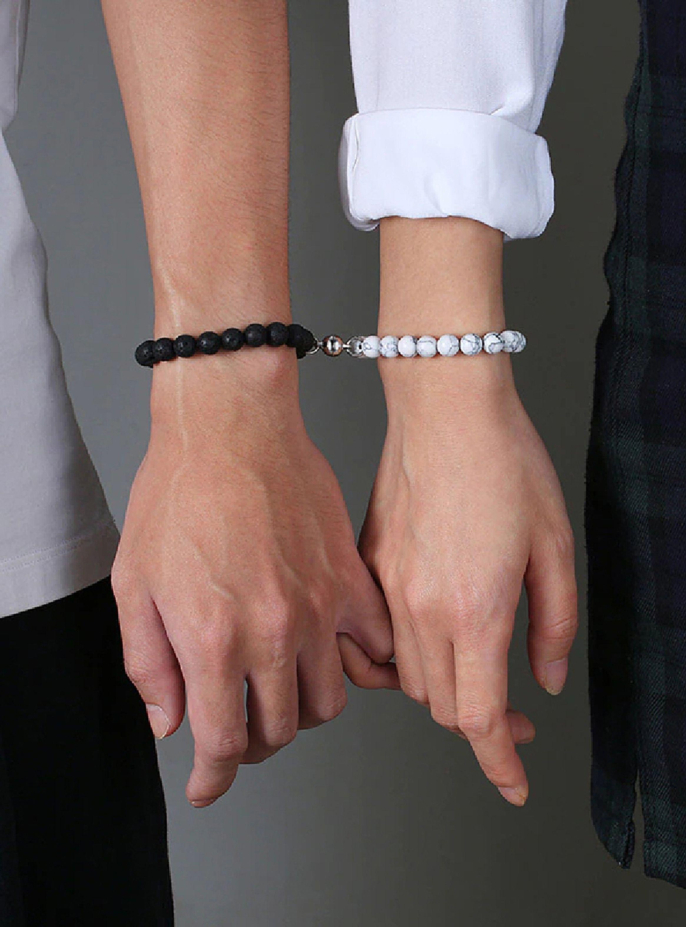 Pulsera para Parejas con Imán Piedras Naturales Charms-4