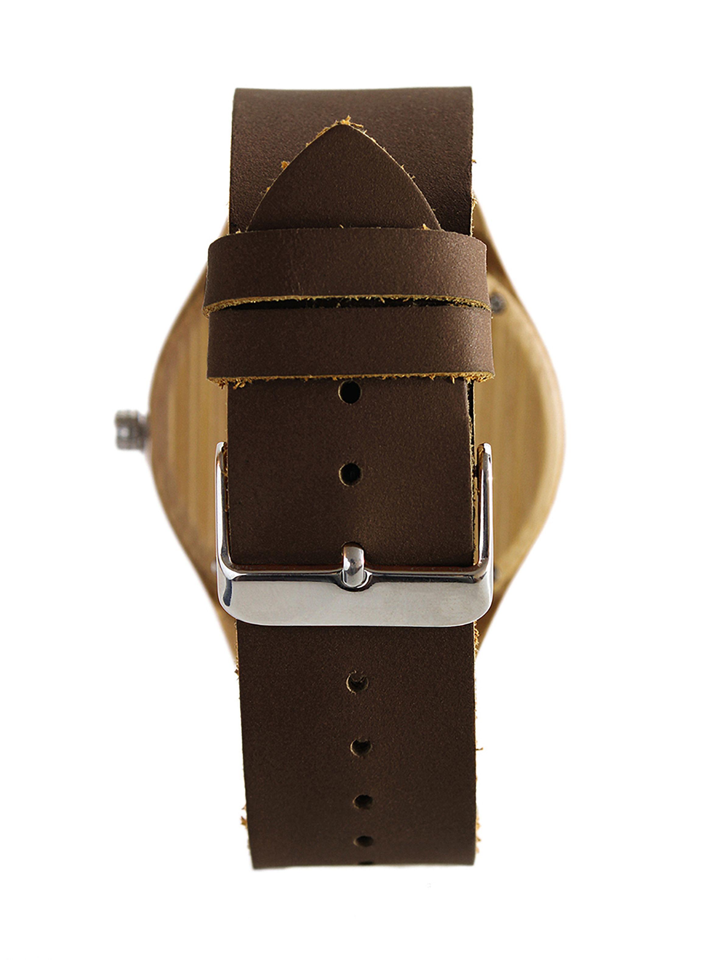 Reloj en Madera Correas de Cuero Chocolate-2