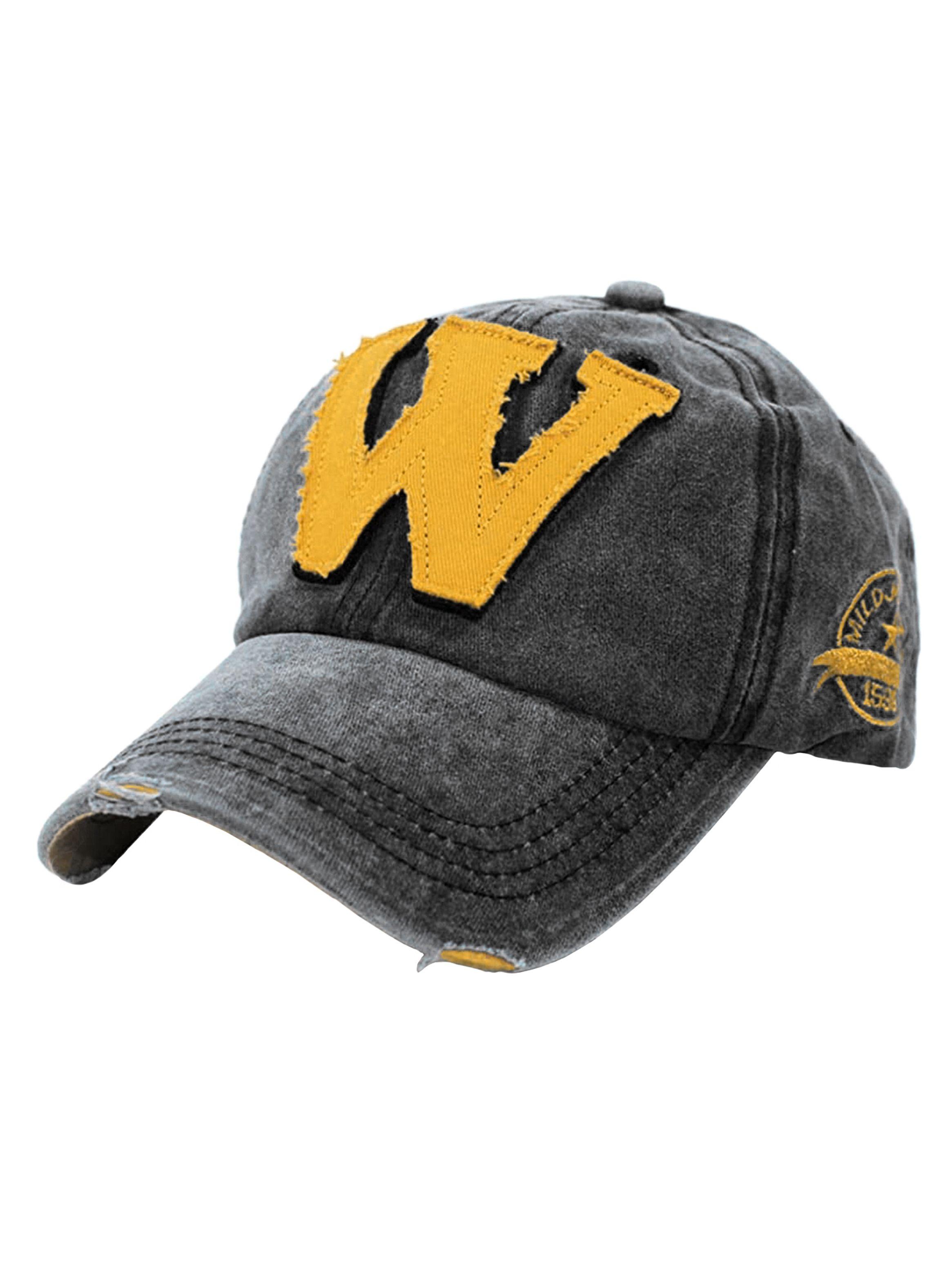 Jockey de Algodón Unisex Diseño W Prelavado Negro Amarillo-0