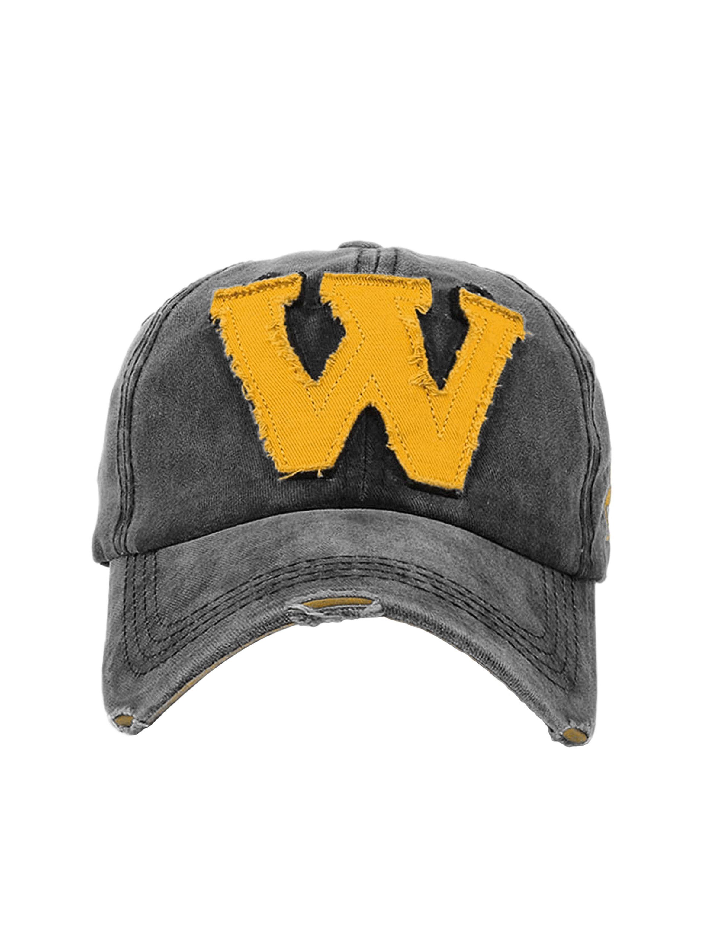 Jockey de Algodón Unisex Diseño W Prelavado Negro Amarillo-1