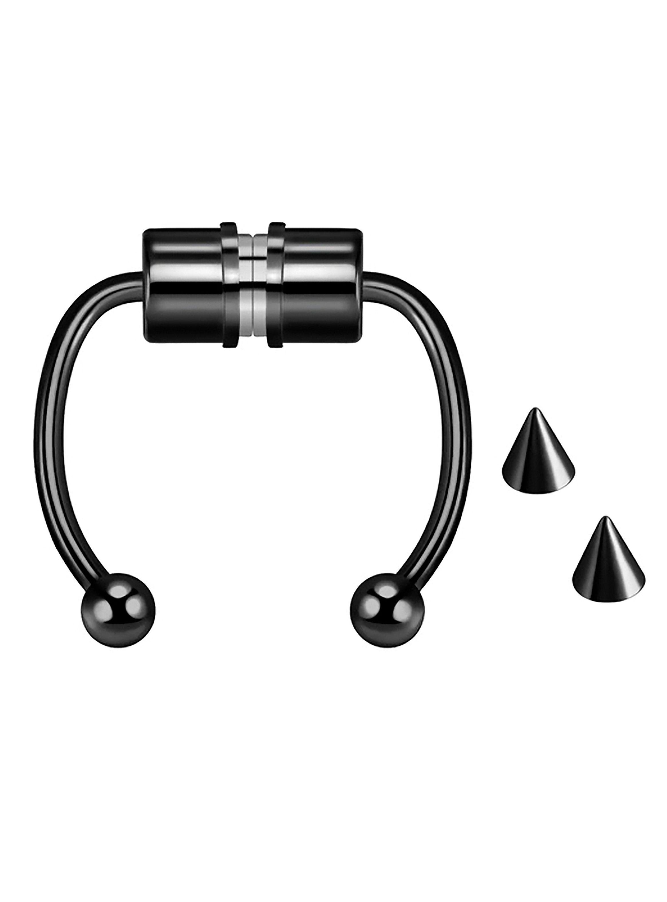 Piercing Argolla Magnético para Nariz en Acero Negro-0