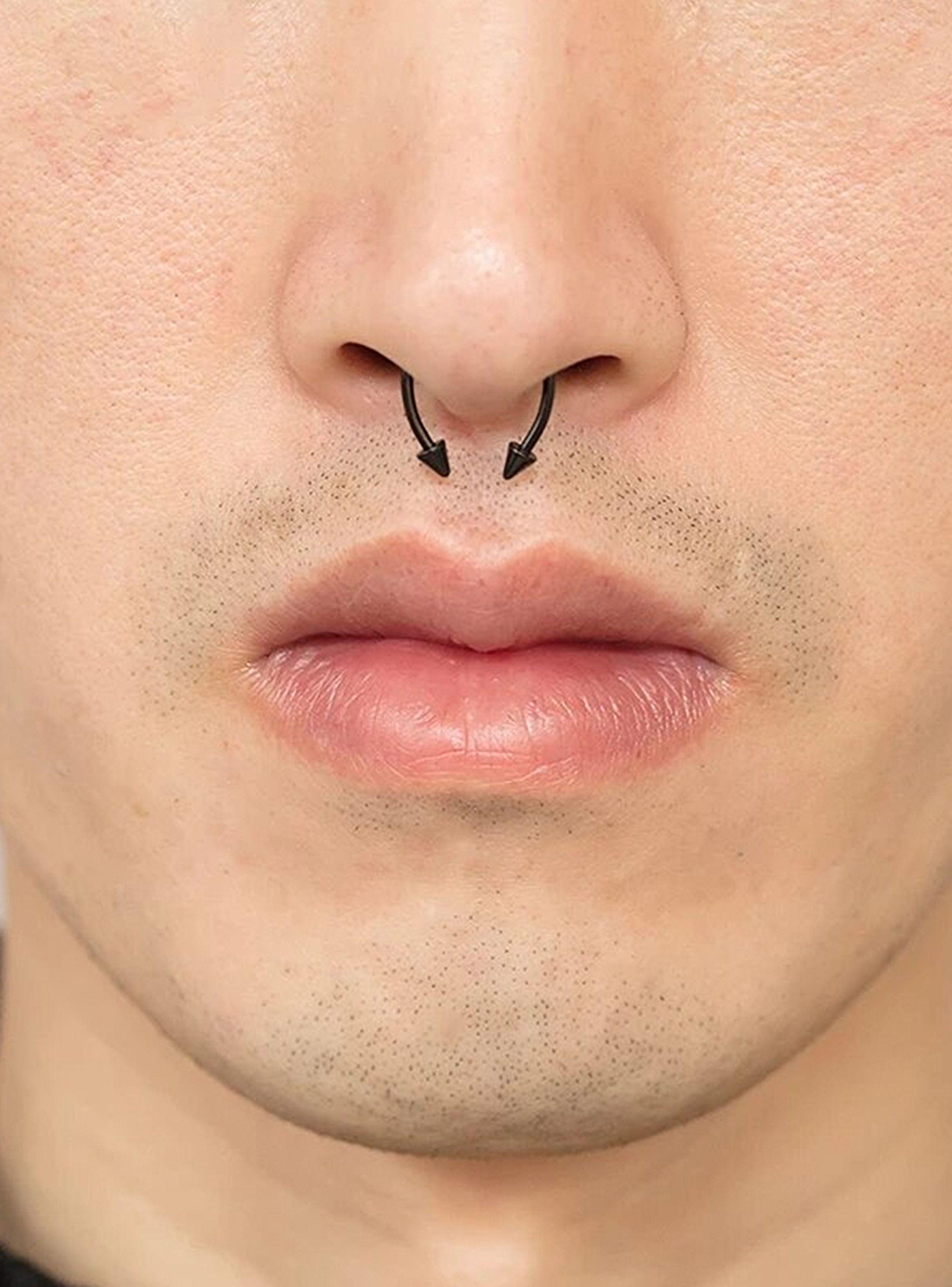 Piercing Argolla Magnético para Nariz en Acero Negro-1