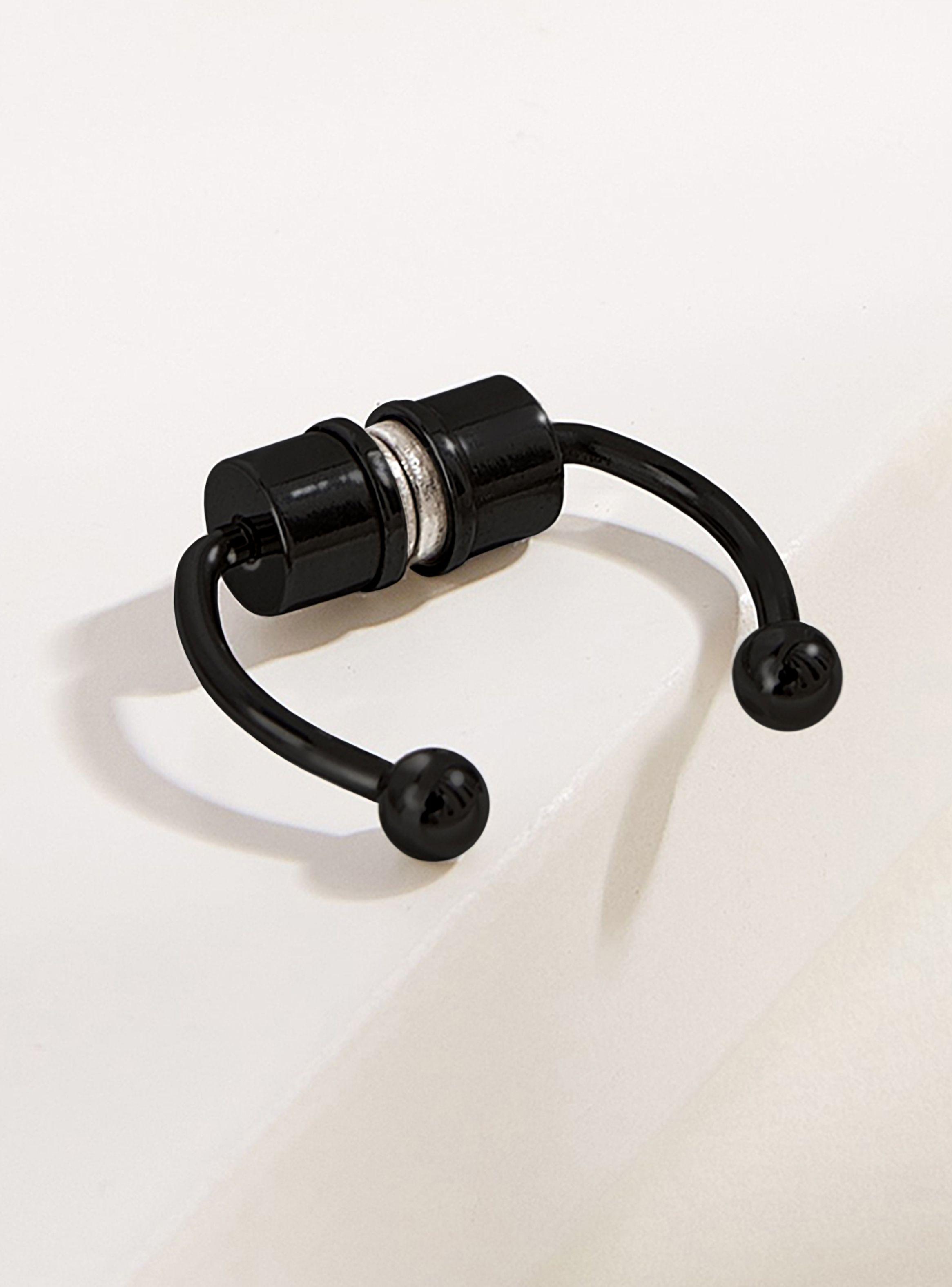 Piercing Argolla Magnético para Nariz en Acero Negro-4