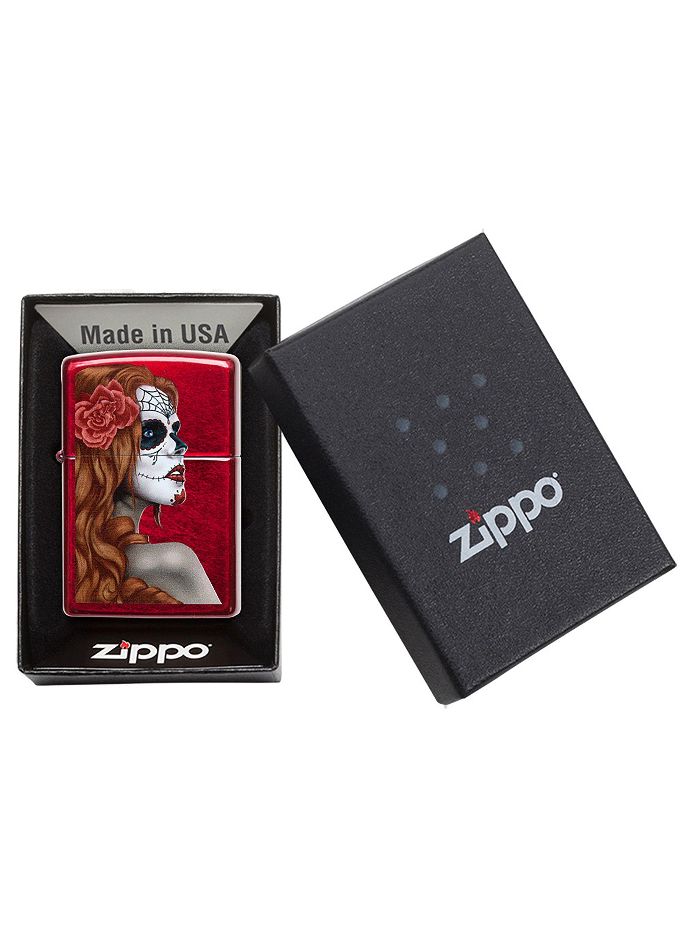 Encendedor Zippo Lighter Day of the Dead Girl Rojo-3