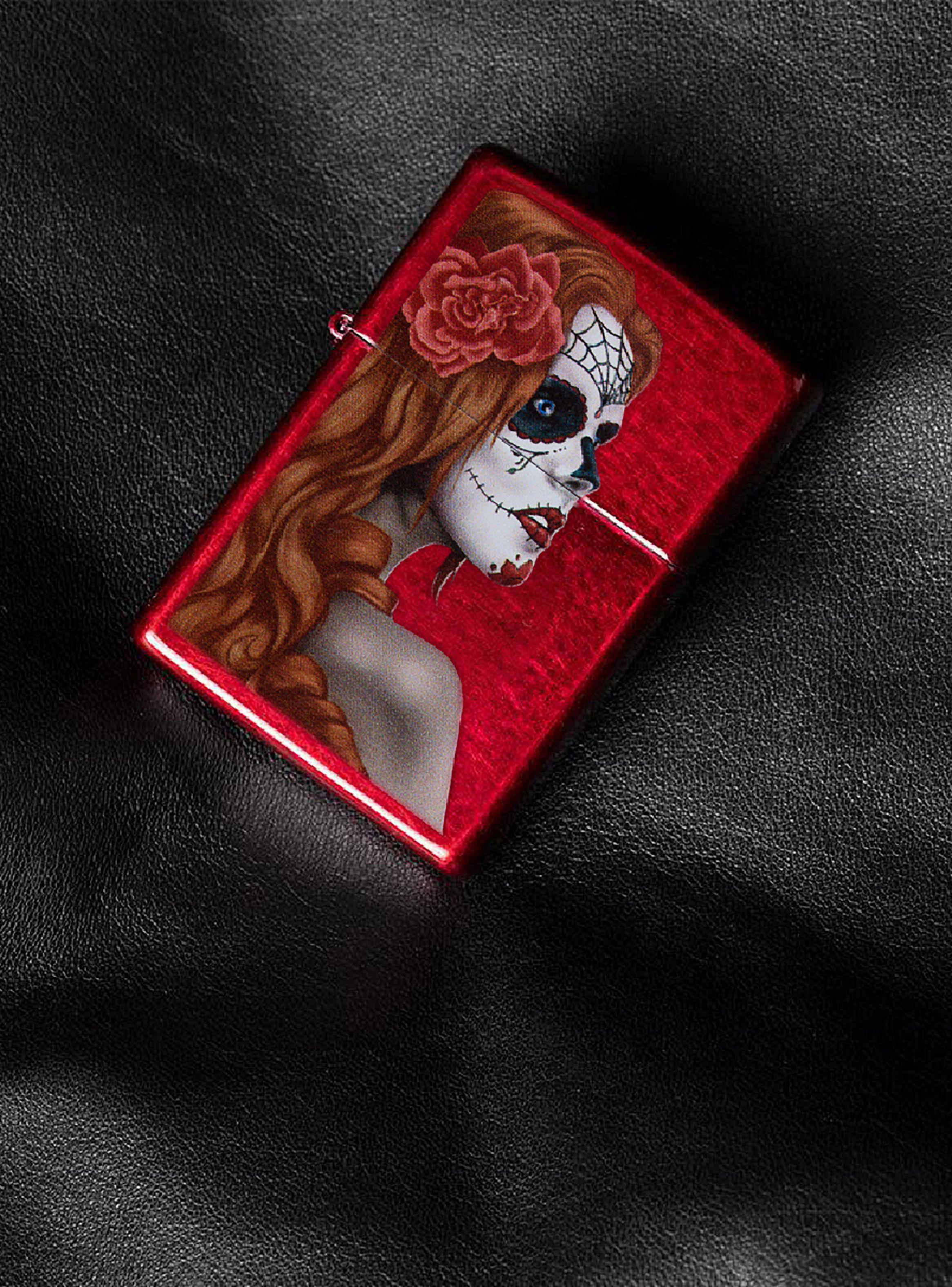 Encendedor Zippo Lighter Day of the Dead Girl Rojo-4