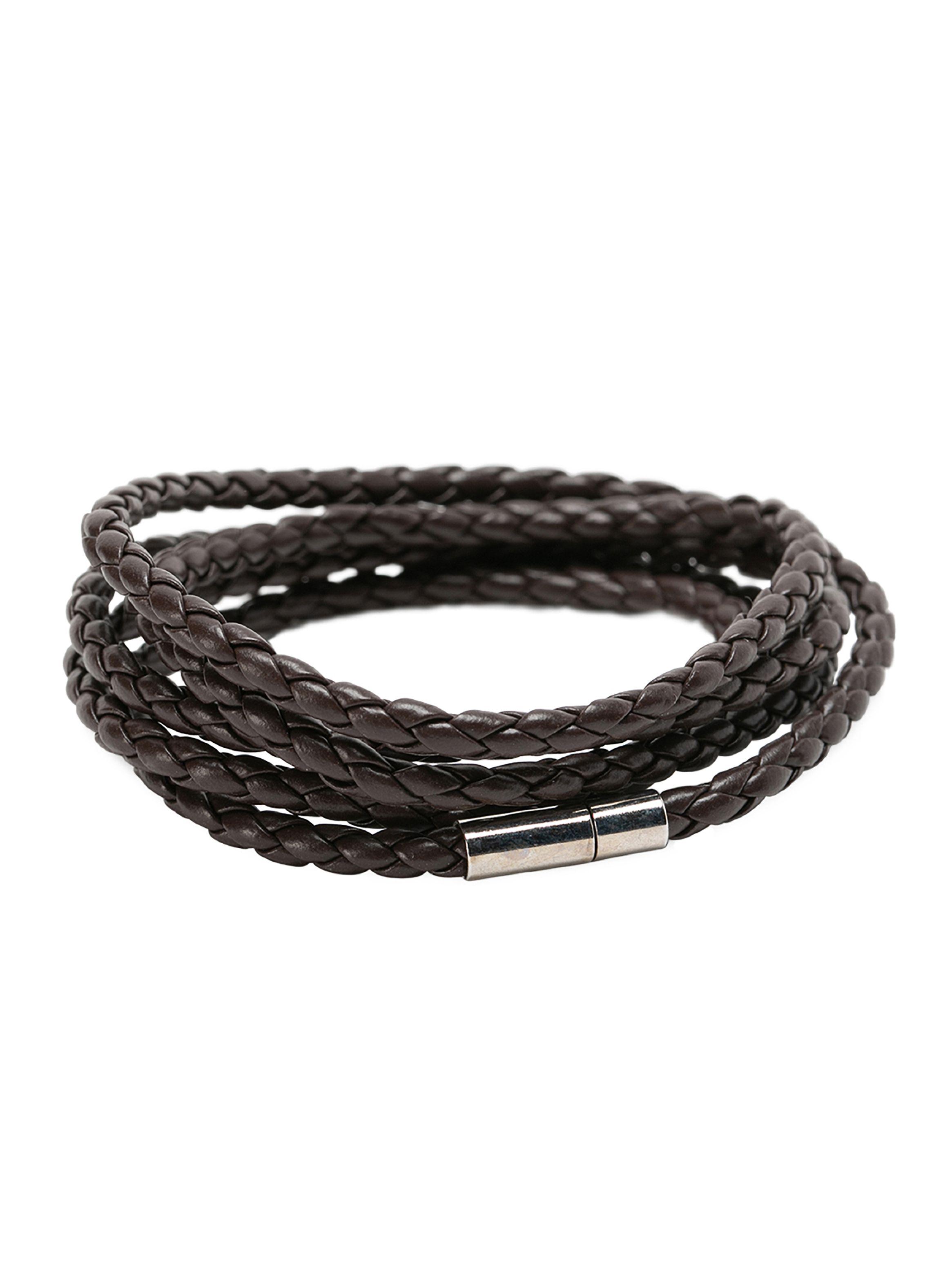 Pulsera De Cuero Larga Café Unisex-0