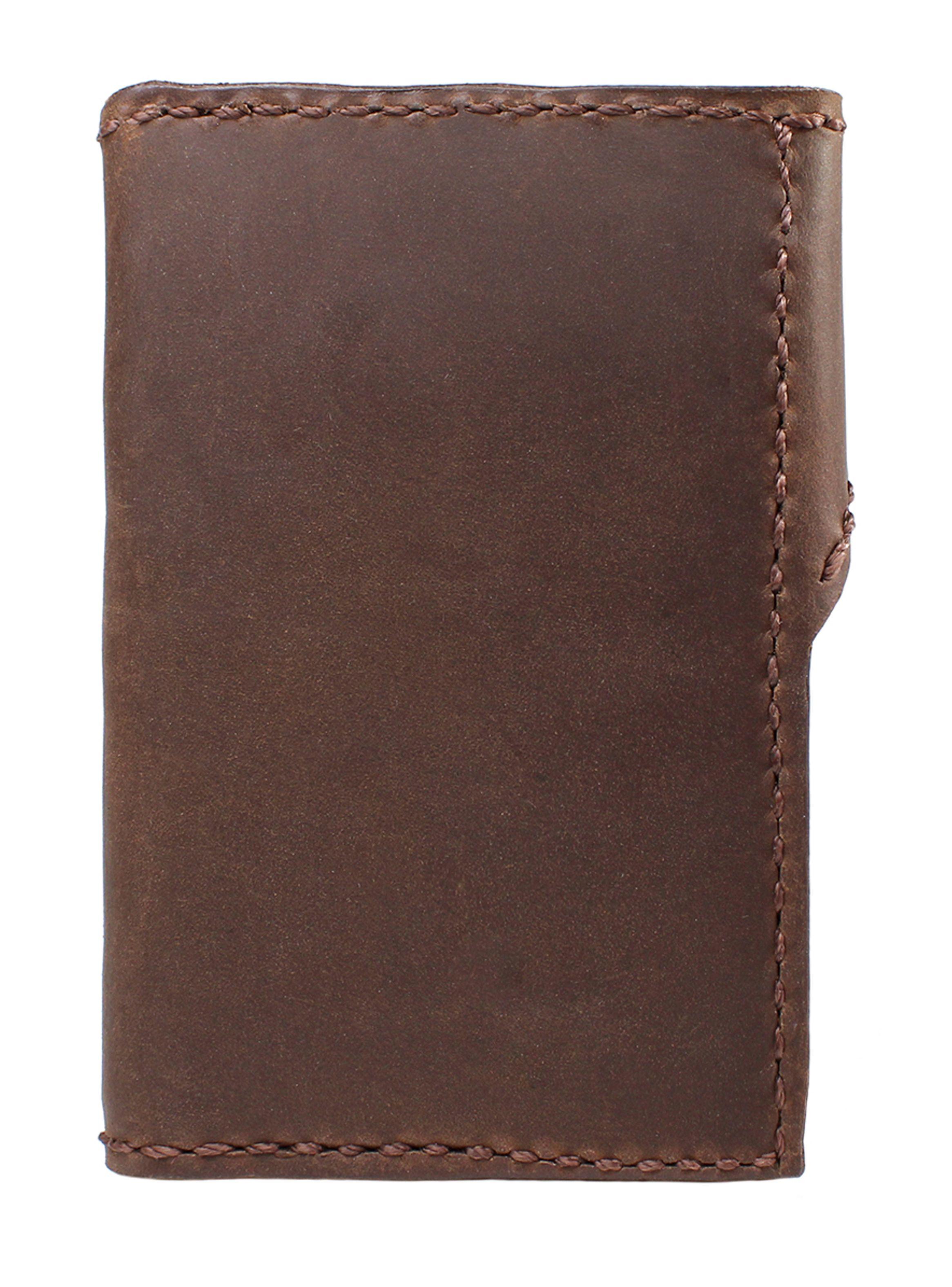 Tarjetero de Cuero Marrón tipo Solapa con Broche Unisex-2
