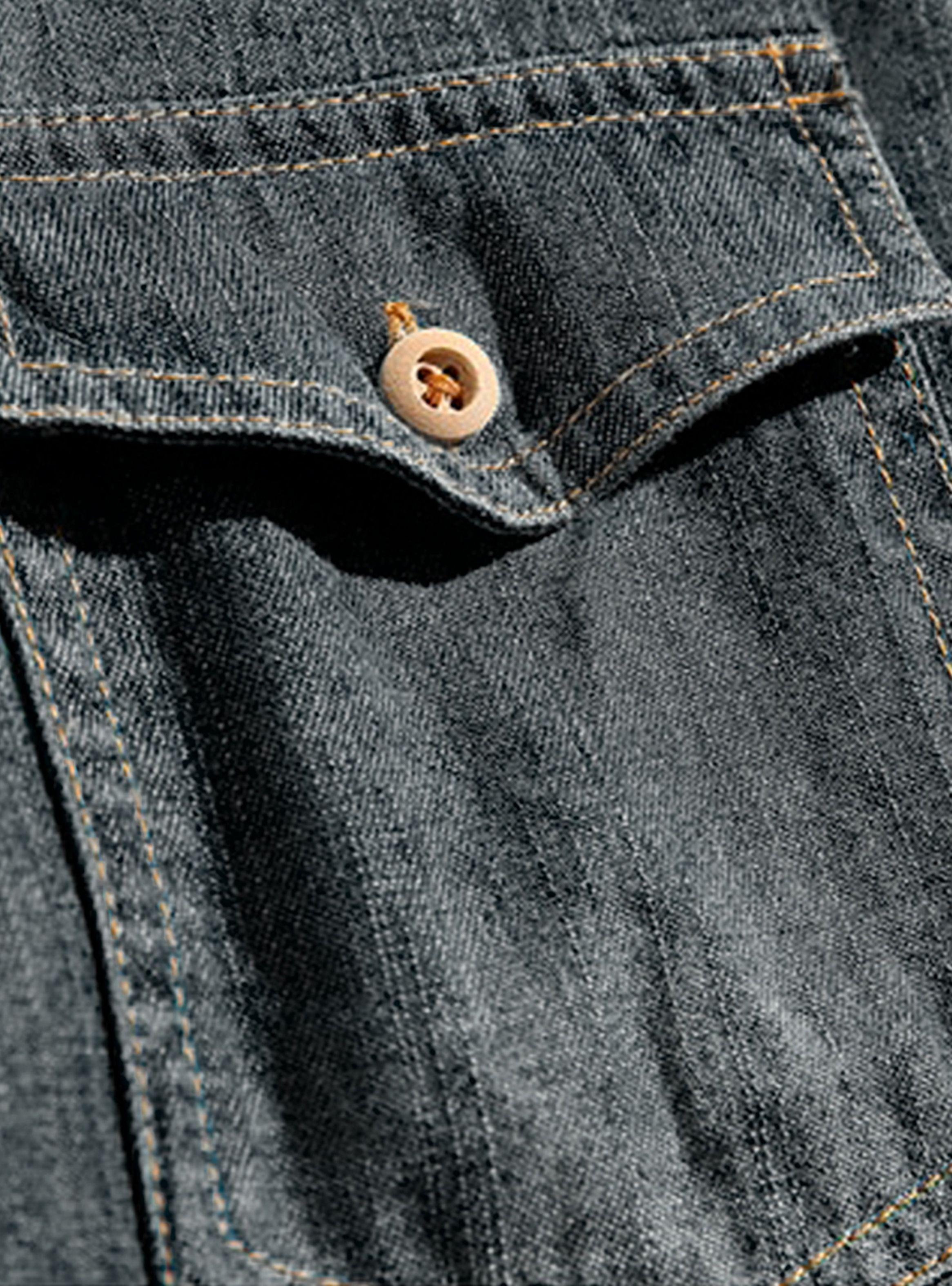 Camisa Mezclilla Jean Manga Larga Negro-3
