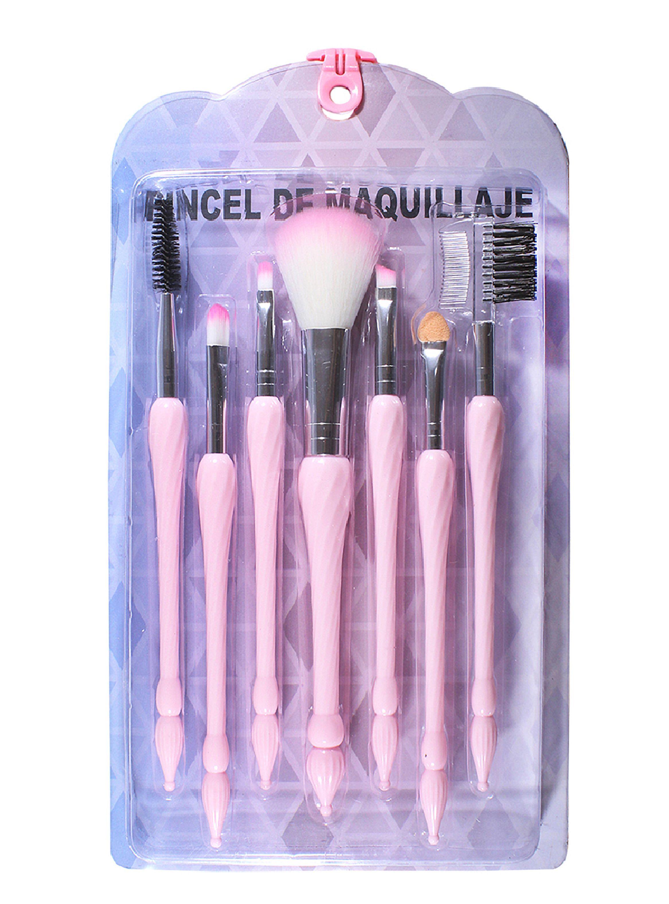 Set 7 Brochas y Aplicadores de Maquillaje Rosa-4