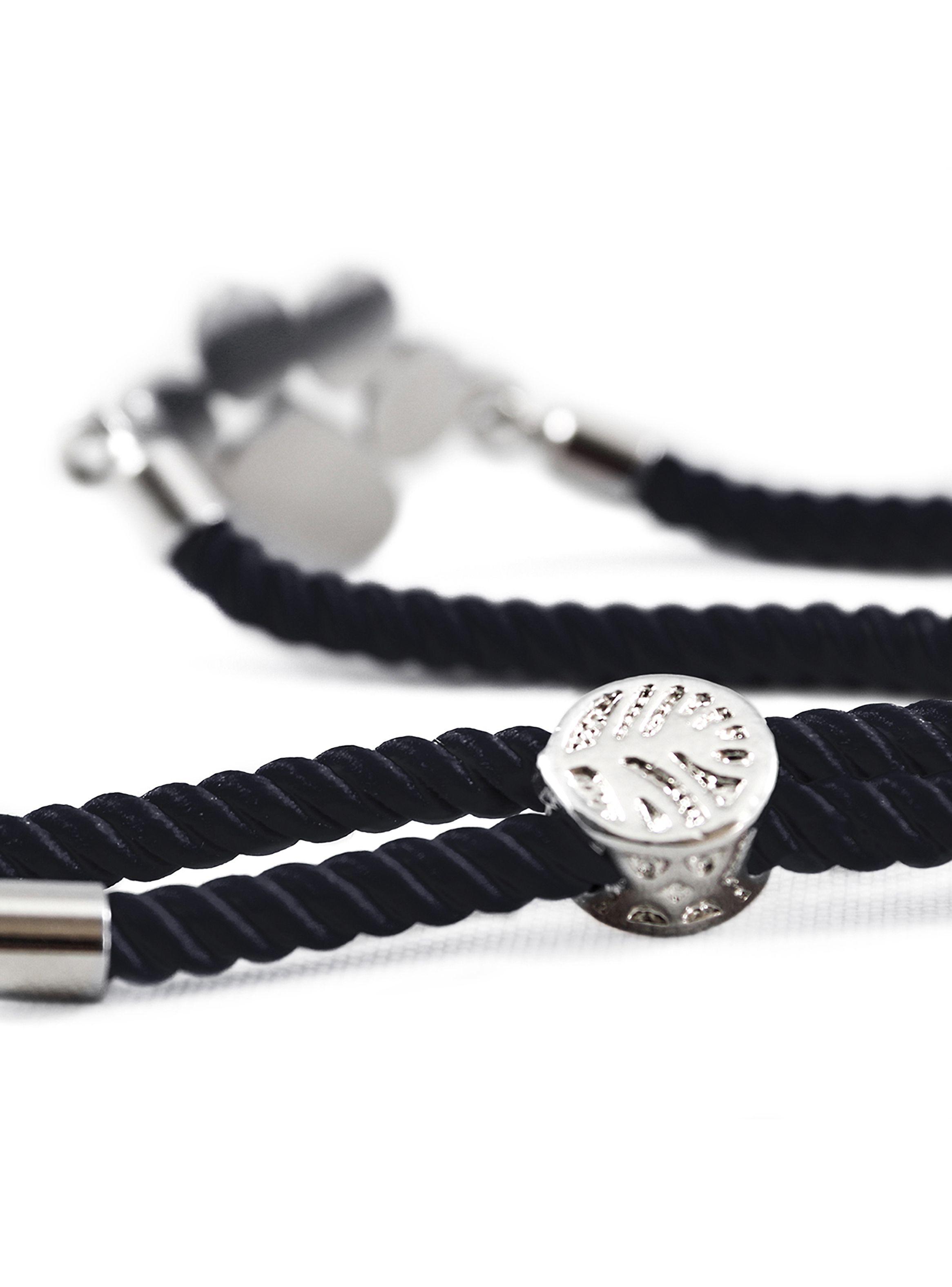 Pulsera de Cuerda Negro y Placa de Huella Mascota Ajustable-3