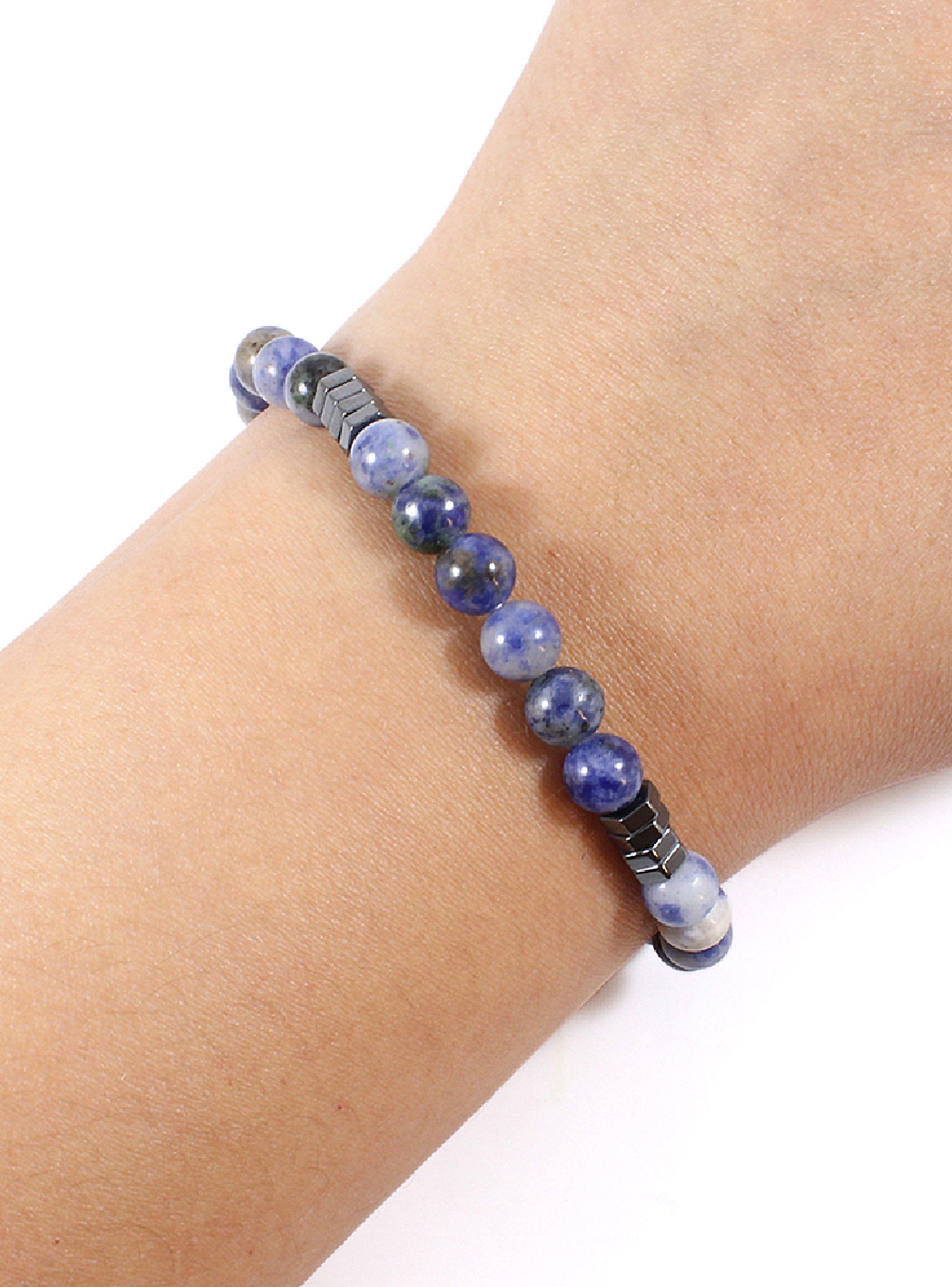 Pulsera Unisex Piedra Natural Sodalita Azul Elástica-4