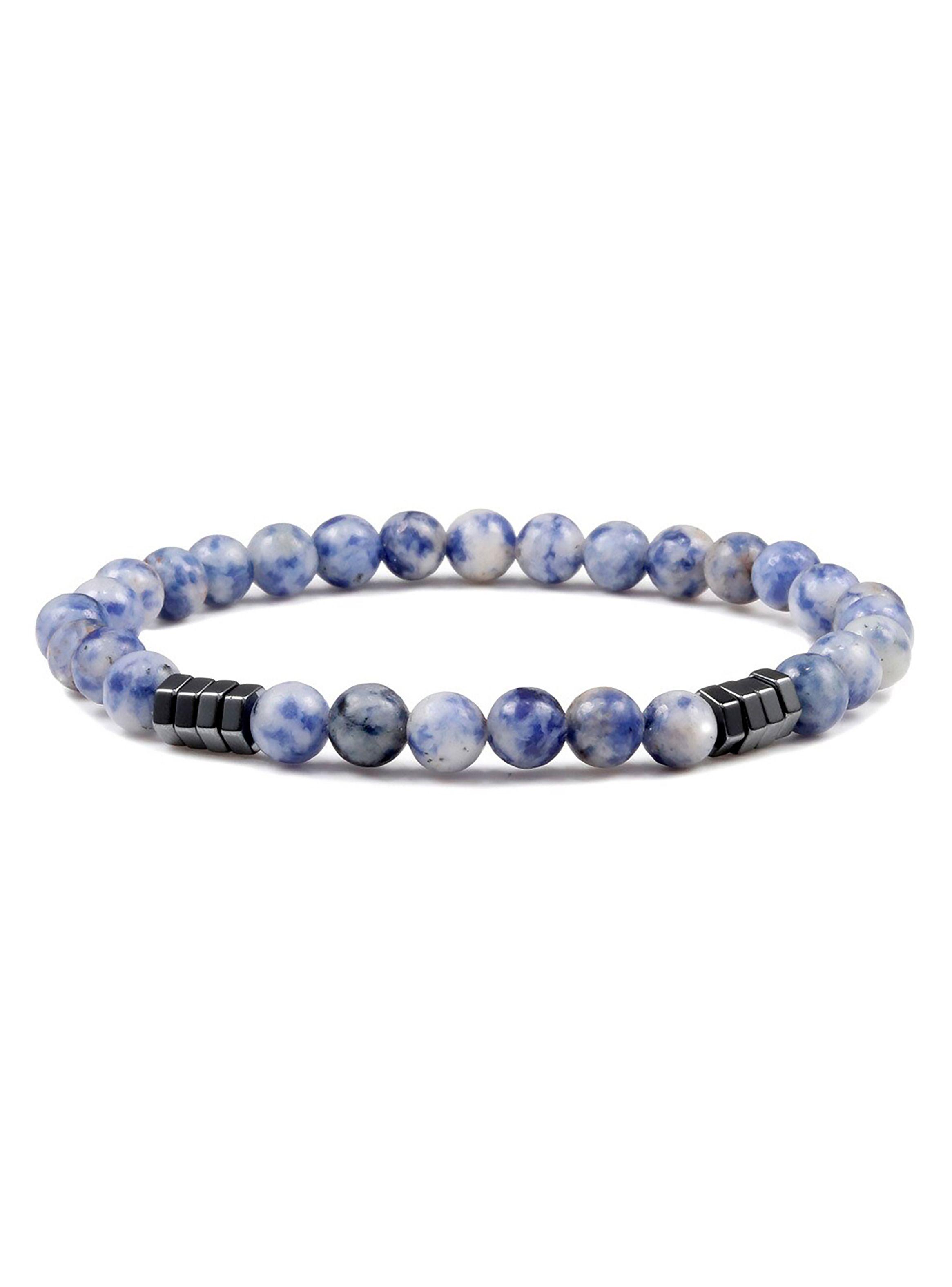 Pulsera Unisex Piedra Natural Sodalita Azul Elástica-6