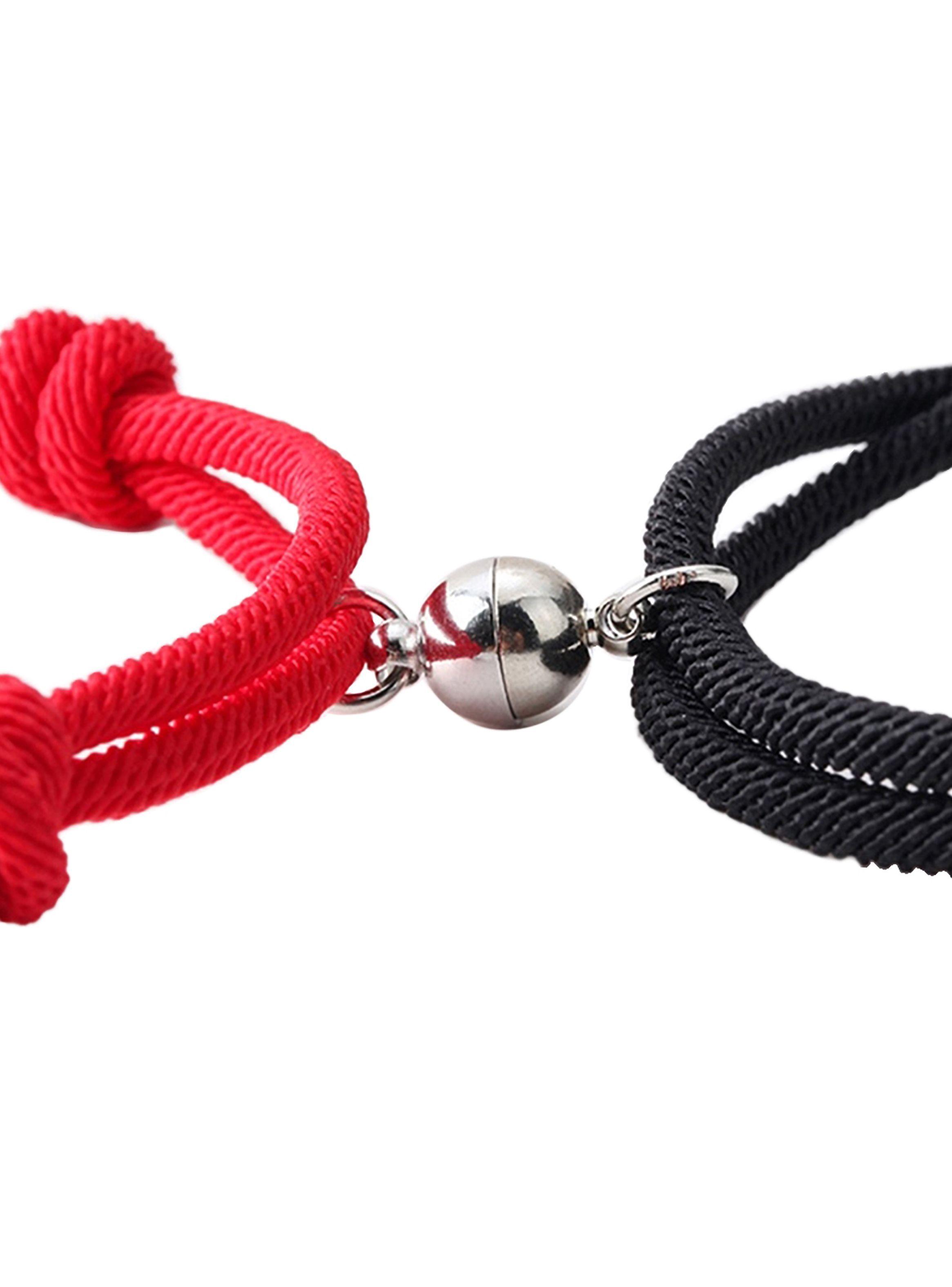 Set Pulseras de Pareja Roja y Negra con Charms e Imán-4
