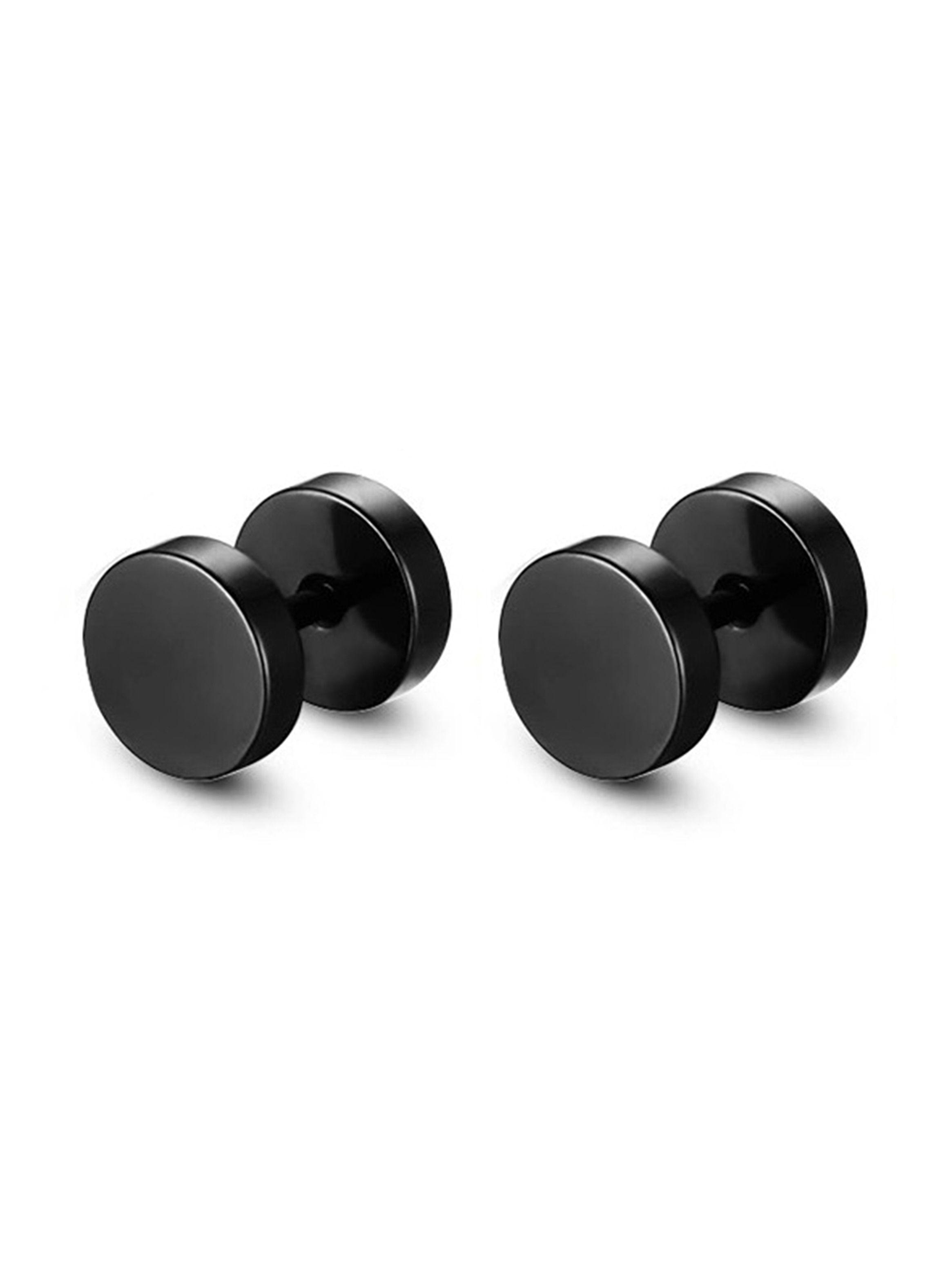 Aros Tunel Punk Circulares Acero Negro 6 mm-0