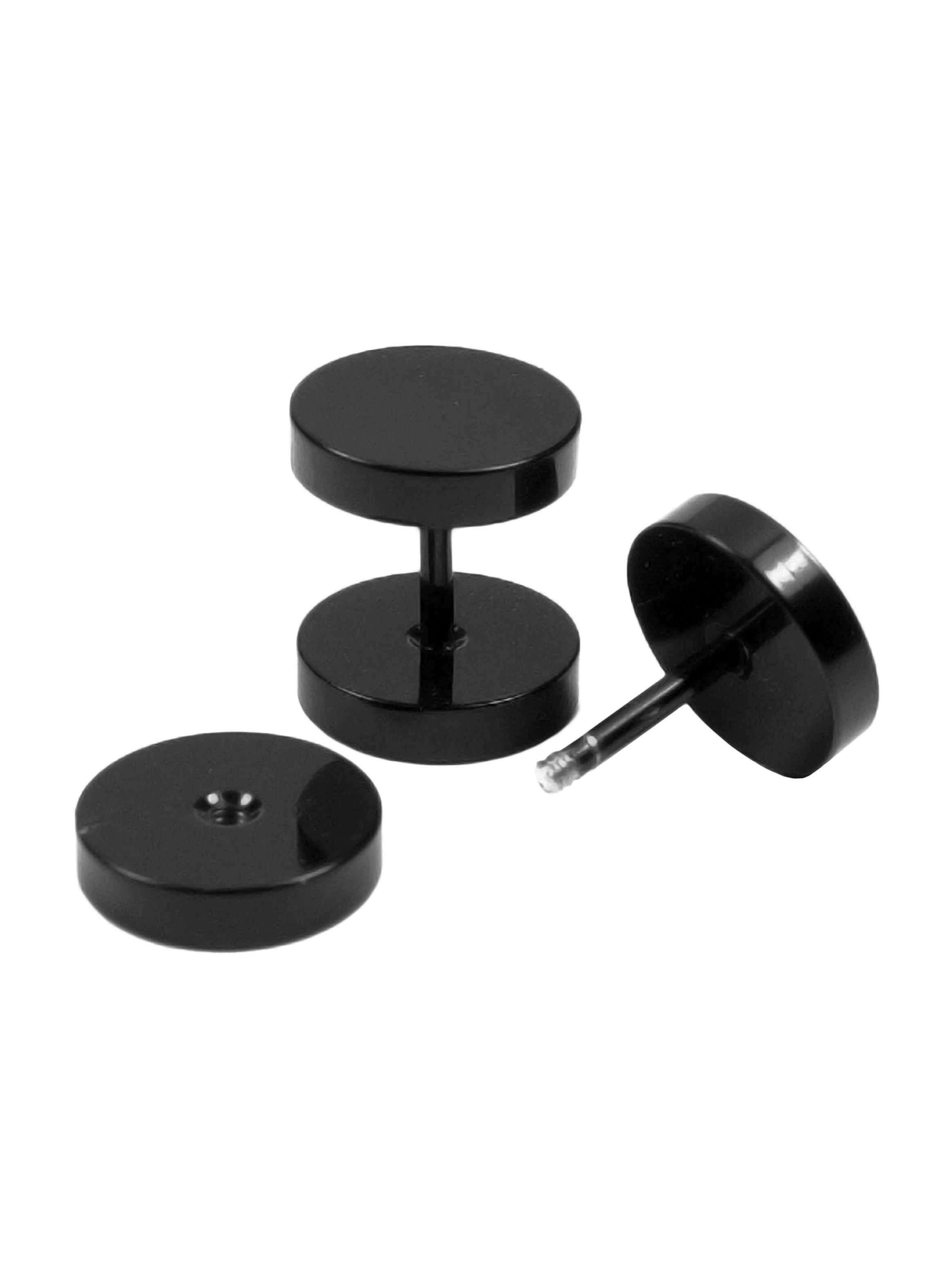 Aros Tunel Punk Circulares Acero Negro 6 mm-3