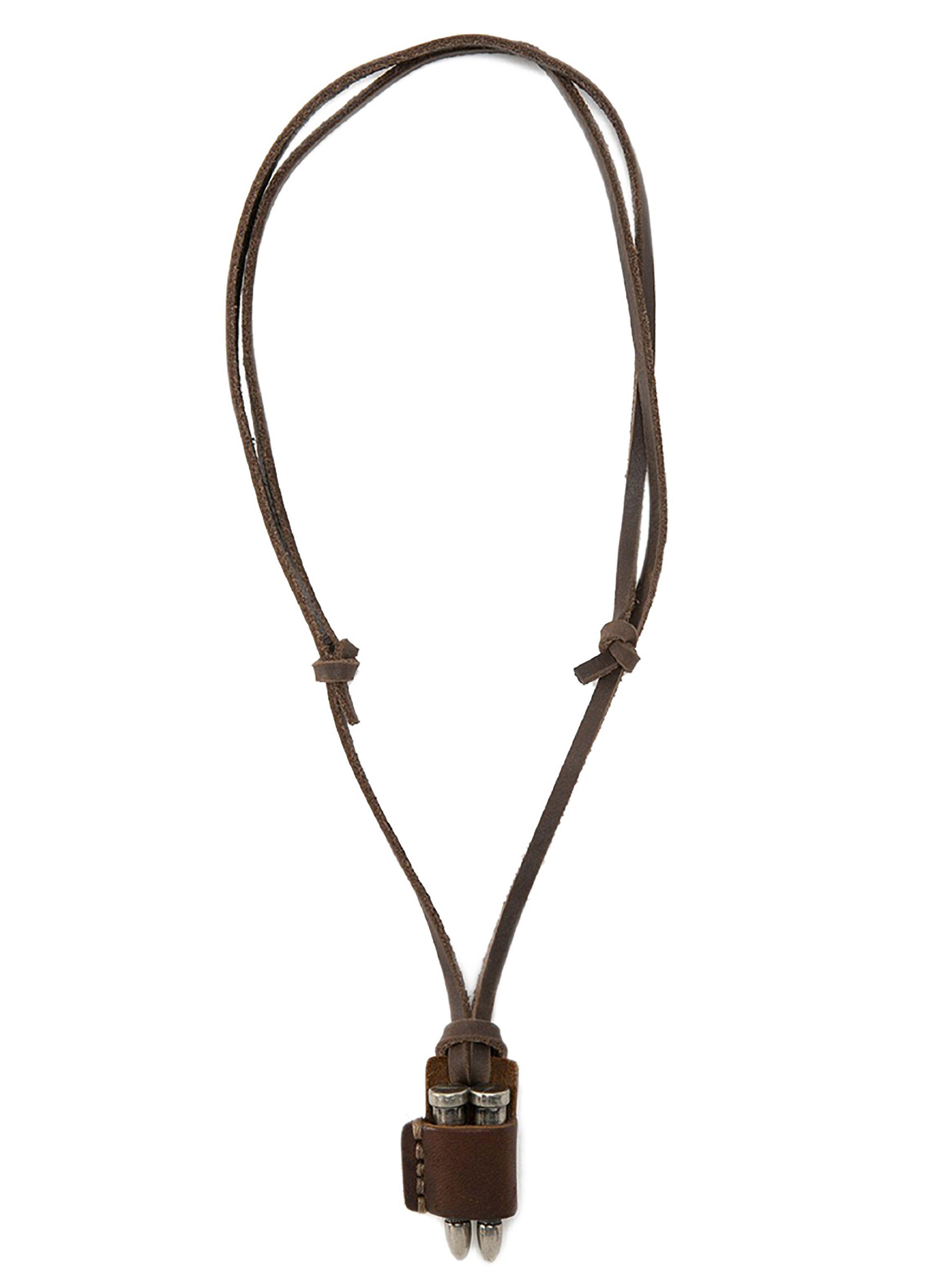 Collar Colgante Cuero Estuche Cuero Doble Bala-0