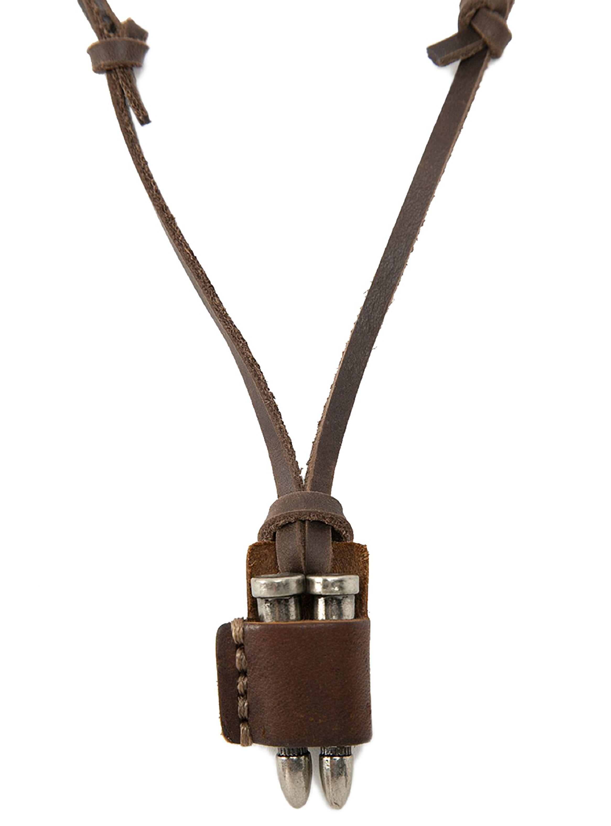 Collar Colgante Cuero Estuche Cuero Doble Bala-1