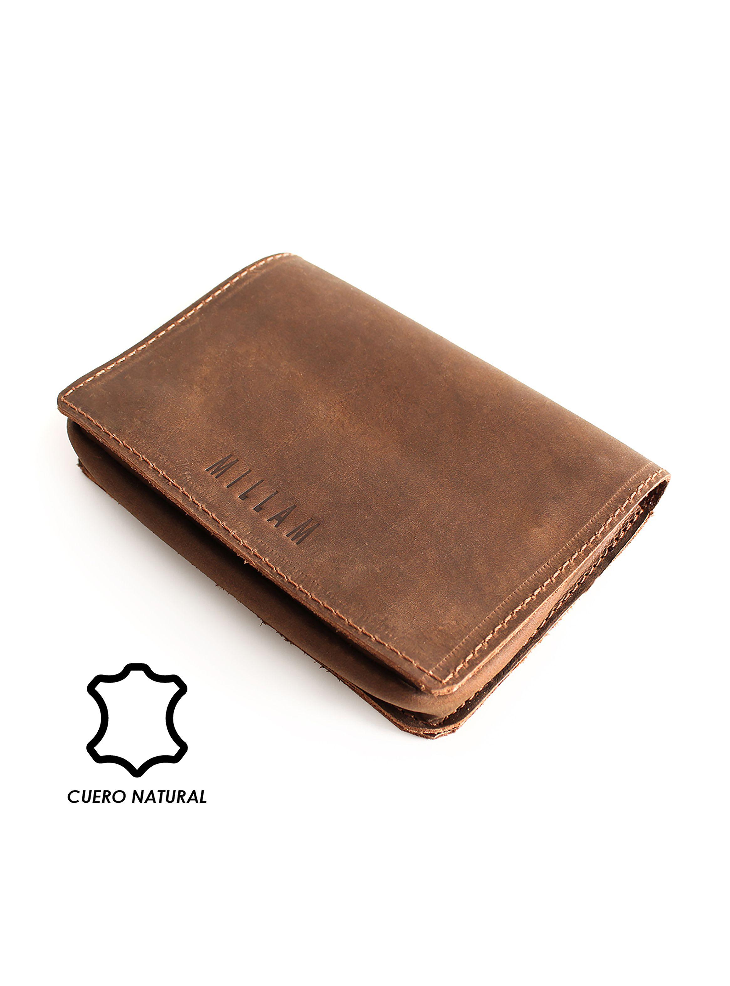 Tabaquera de Cuero Natural Marrón con Broche Unisex Millam-2
