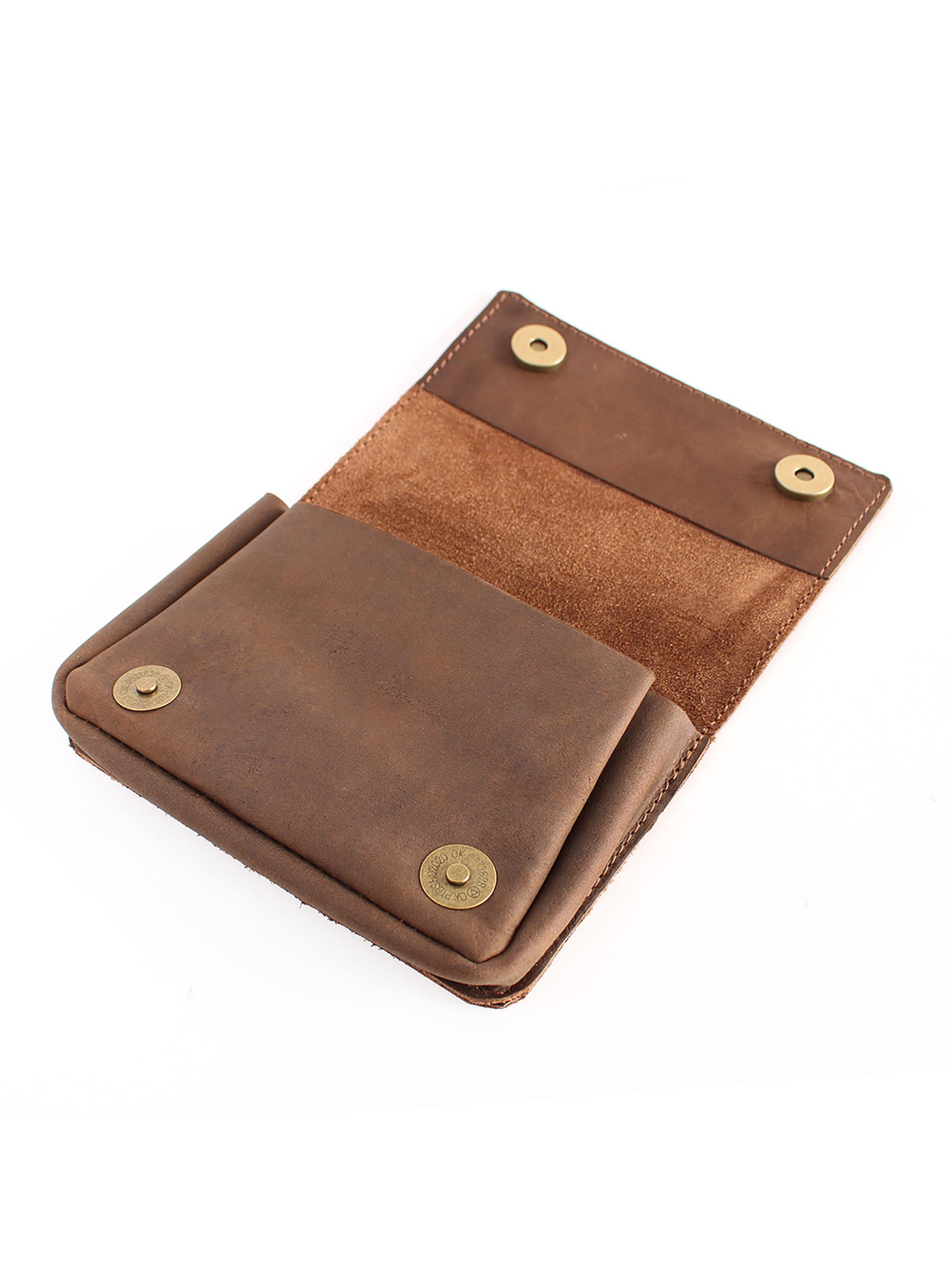 Tabaquera de Cuero Natural Marrón con Broche Unisex Millam-3