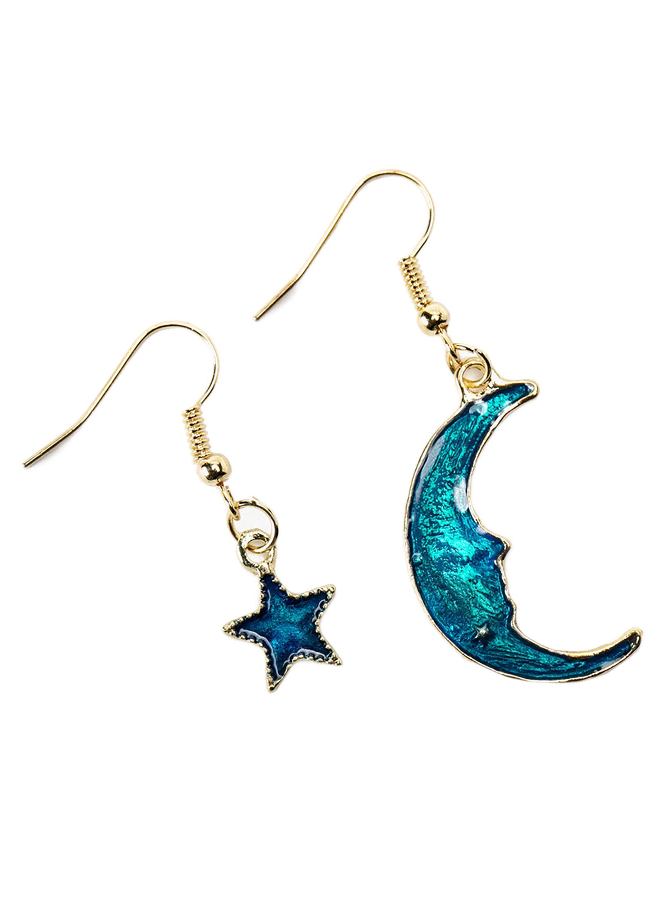 Aretes Juvenil Combinado Estrella Luna Dorado-0