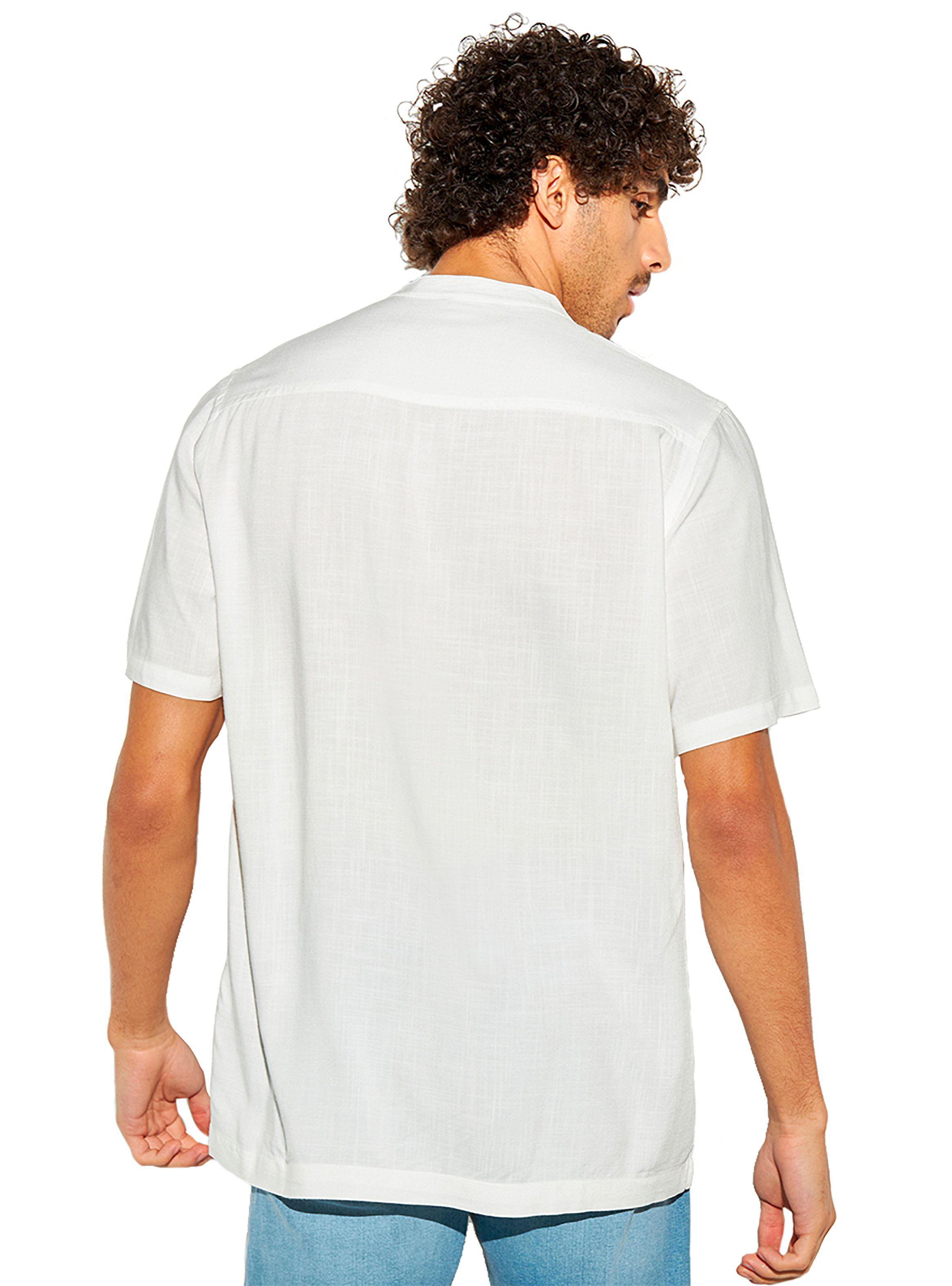 Camisa de Lino Manga Corta Hombre Cuello Mao Blanca-1