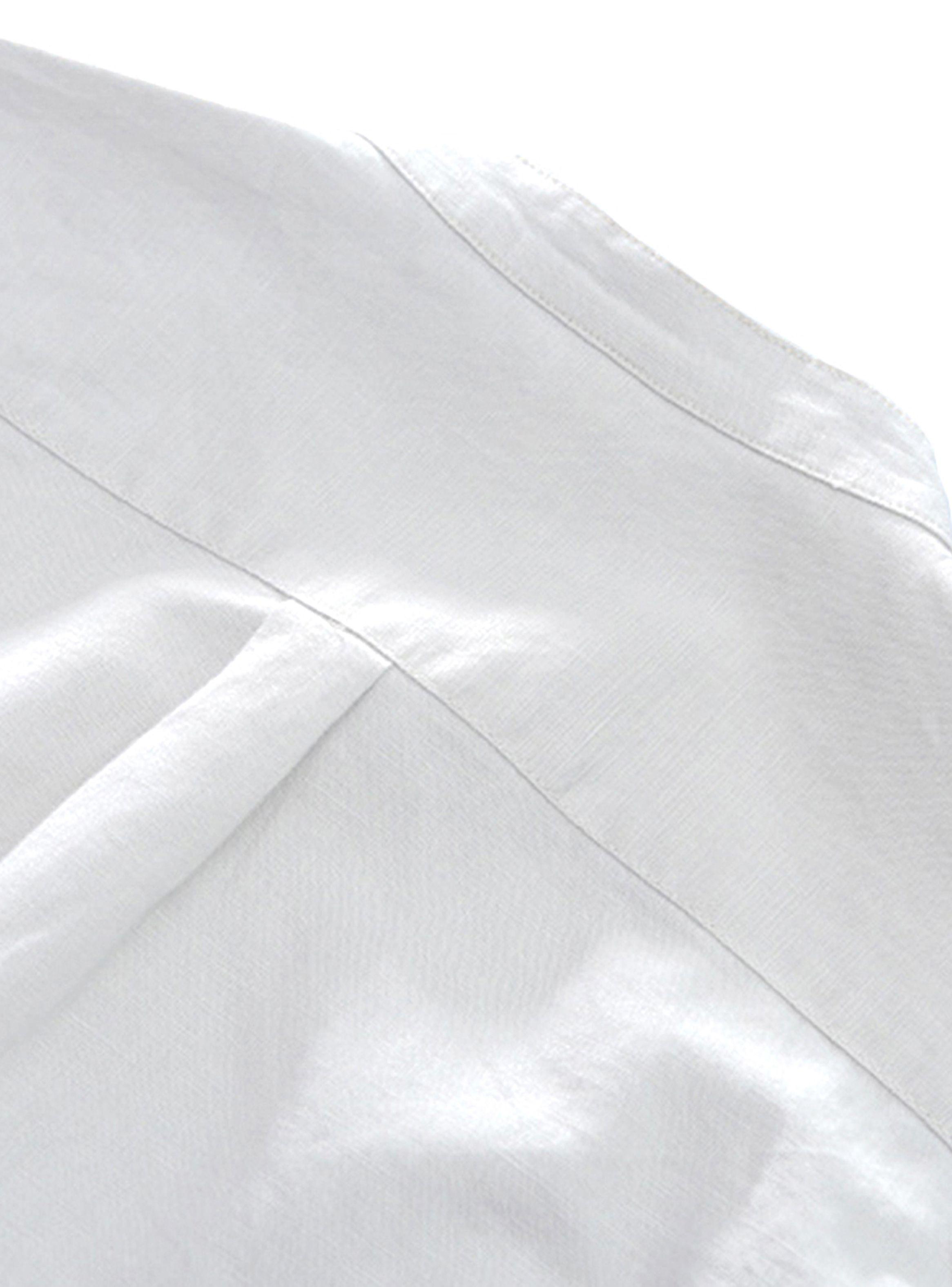 Camisa de Lino Manga Corta Hombre Cuello Mao Blanca-6